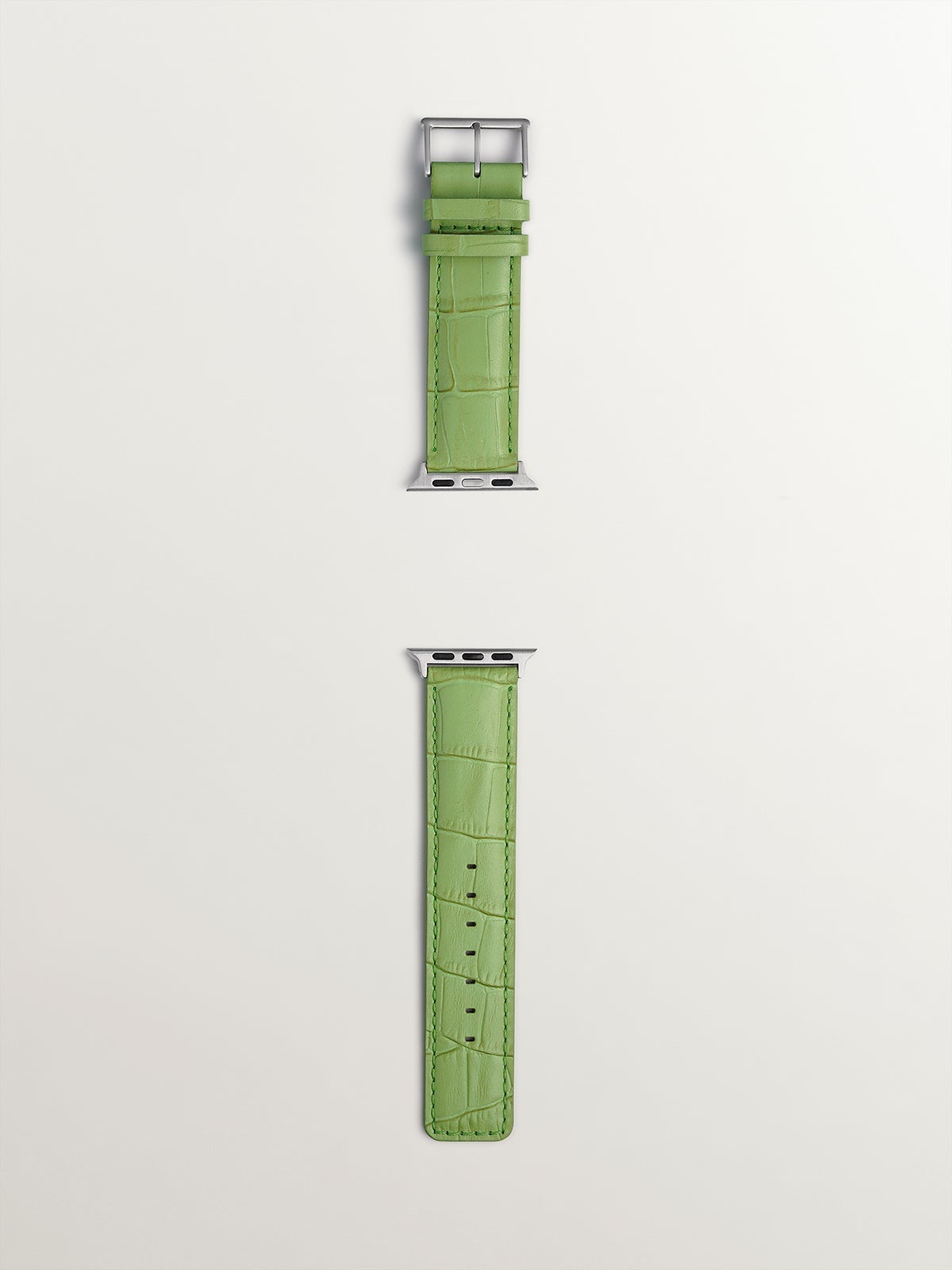 Correa para Apple Watch de cuero verde con acabado de cocodrilo