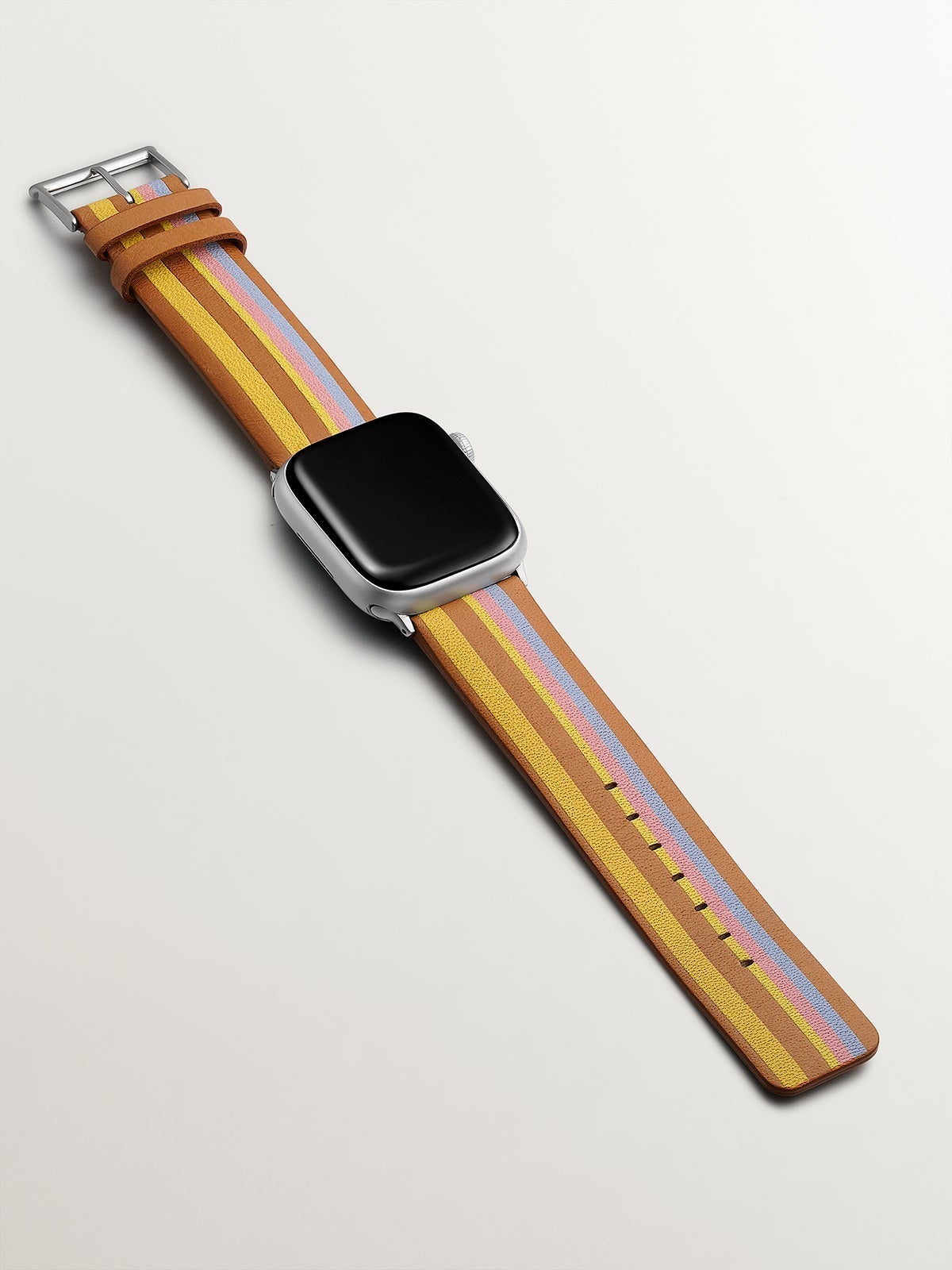 Correa para Apple Watch de cuero con rayas multicolor