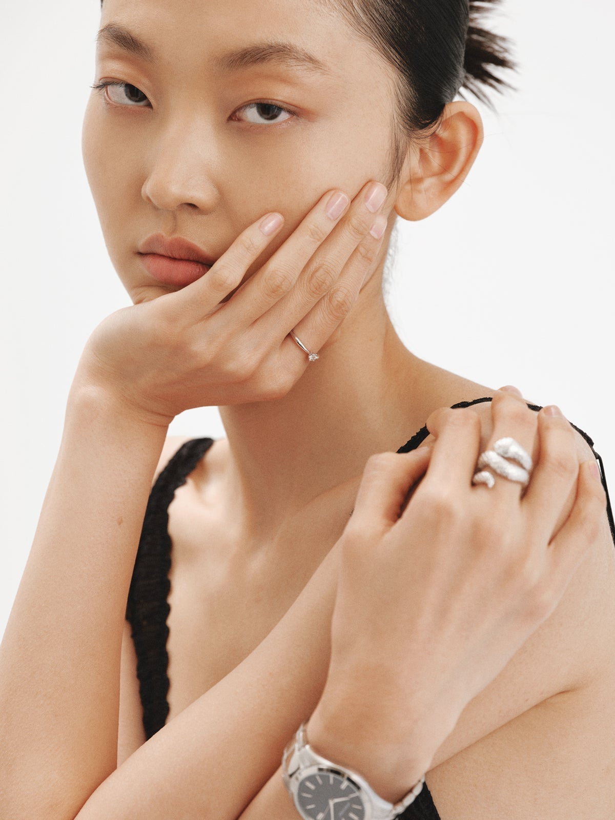 Anillo ancho de plata 925 con forma de serpiente