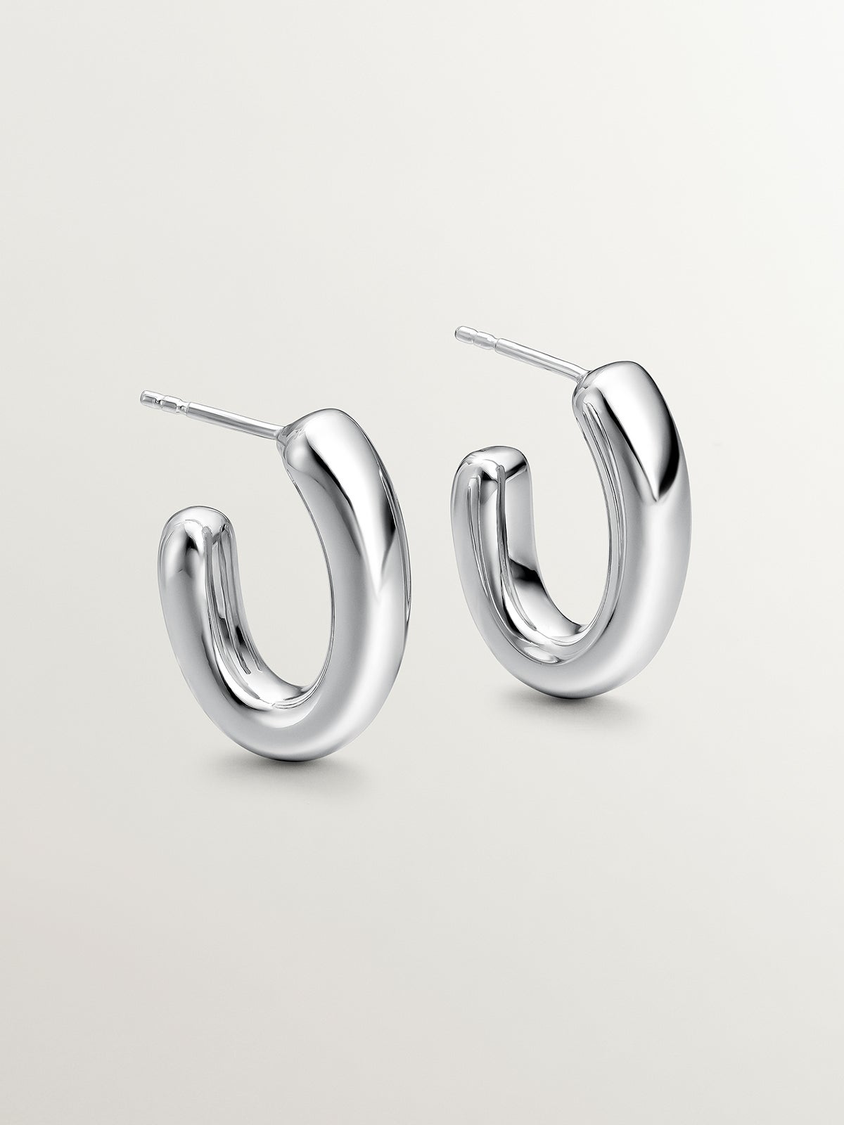 Pendientes de aro pequeños ovalados de plata 925