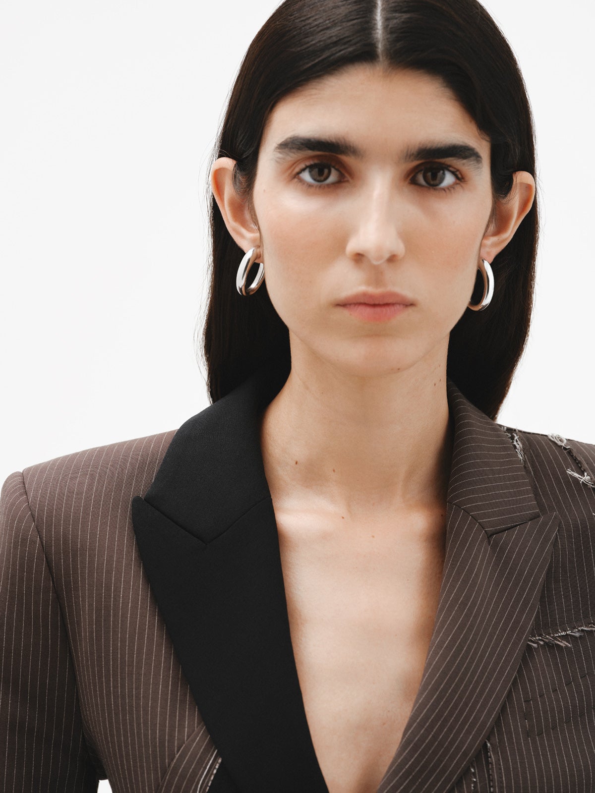 Pendientes de aro grandes y gruesos de plata 925 con forma ovalada