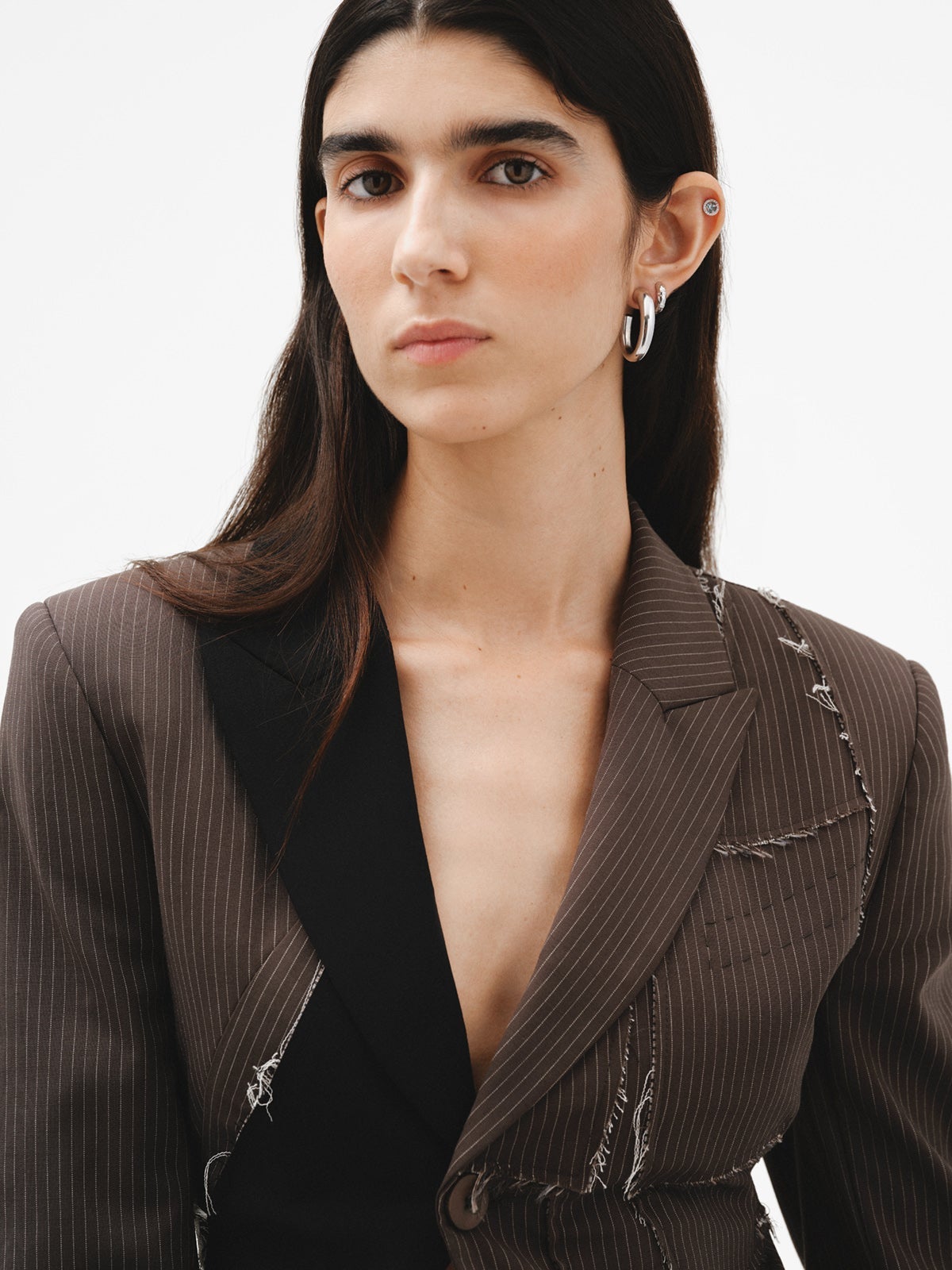 Pendientes de aro grandes y gruesos de plata 925 con forma ovalada