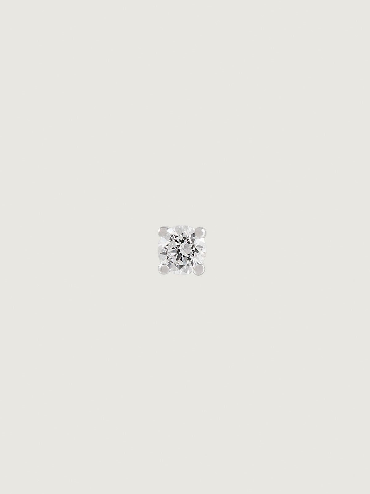 Pendiente individual de oro blanco con diamante de 0,03cts