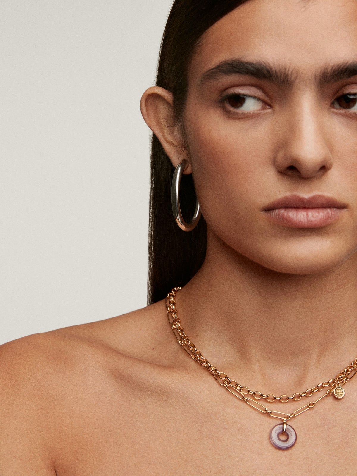 Pendientes de aro grandes de plata 925 con forma ovalada