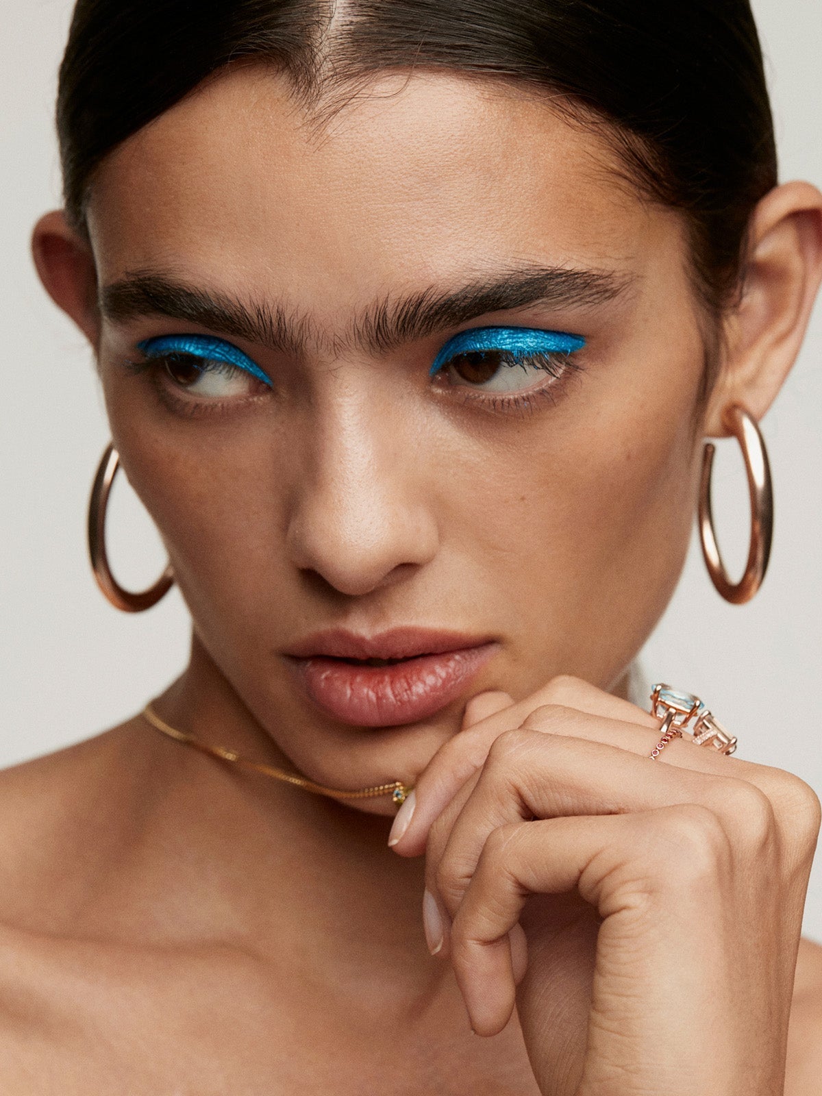 Pendientes de aro grandes de plata 925 bañada en oro rosa de 18K con forma ovalada