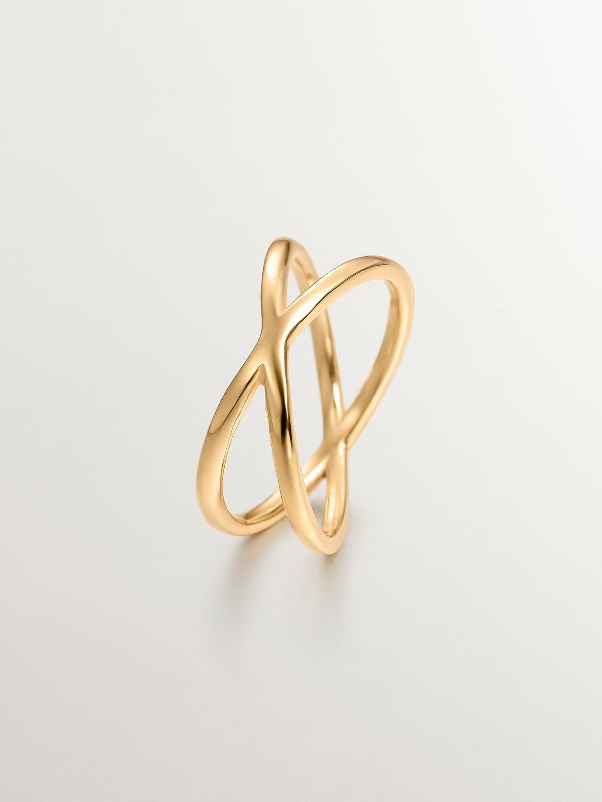 Anillo doble cruzado de plata 925 bañada en oro amarillo de 18K