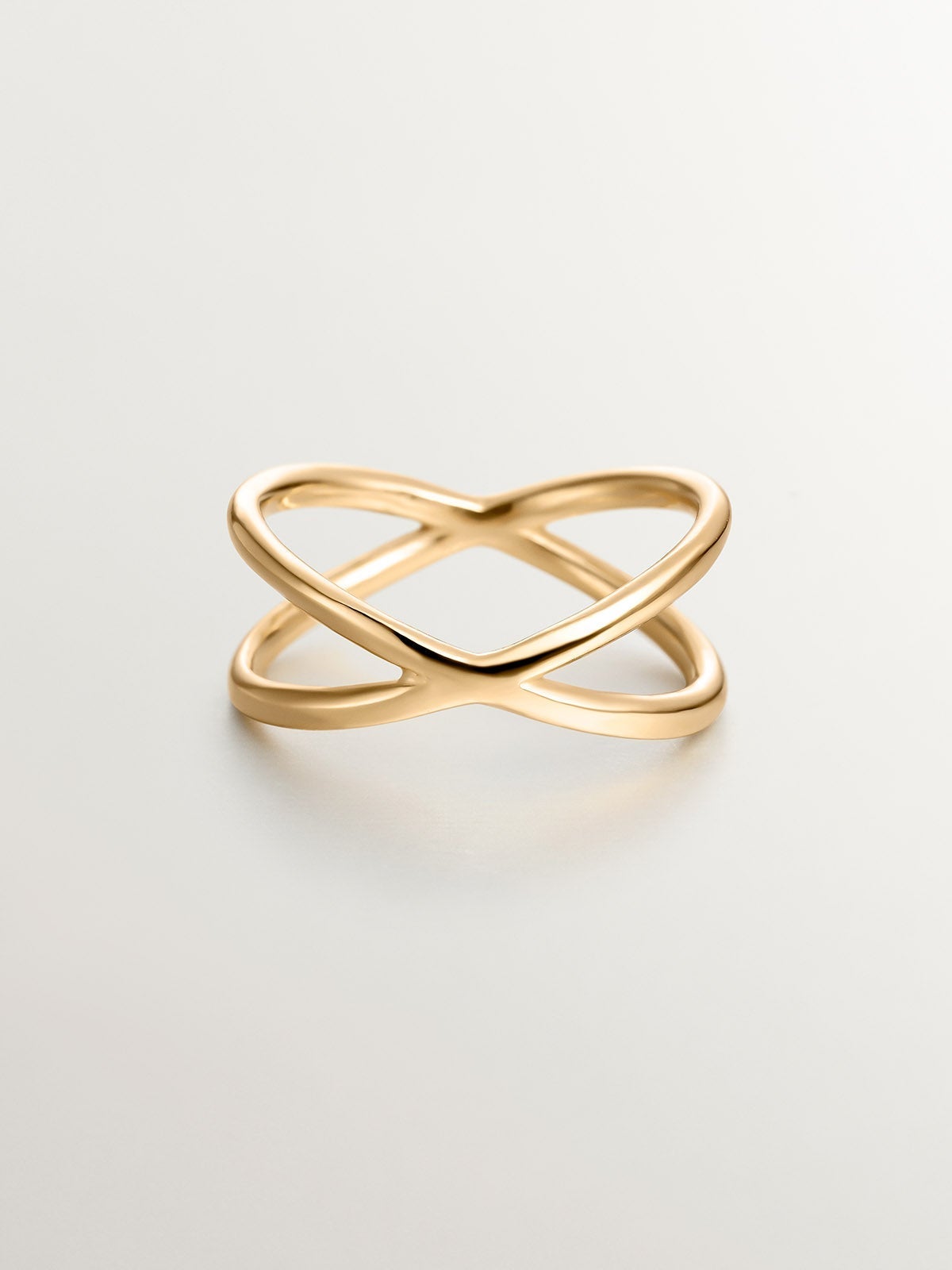 Anillo doble cruzado de plata 925 bañada en oro amarillo de 18K