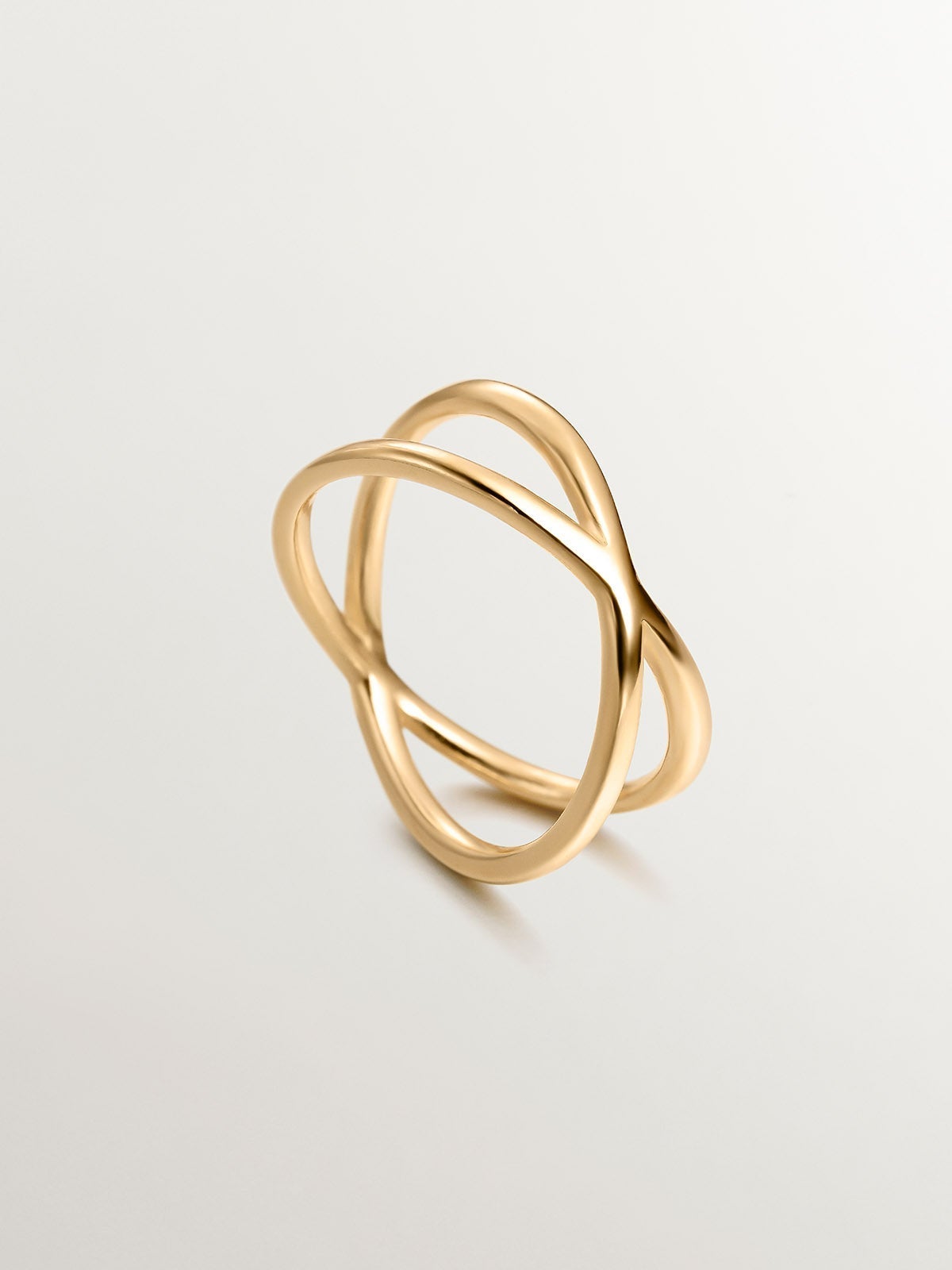 Anillo doble cruzado de plata 925 bañada en oro amarillo de 18K