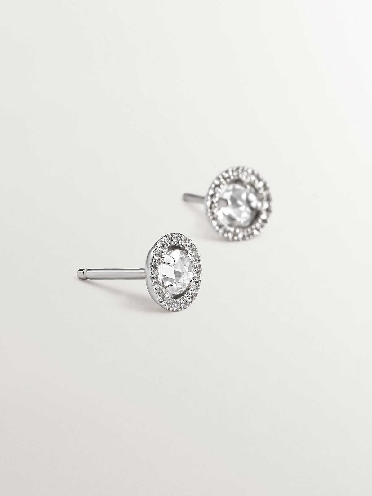 Pendientes de plata 925 con topacios blancos y zafiros blancos