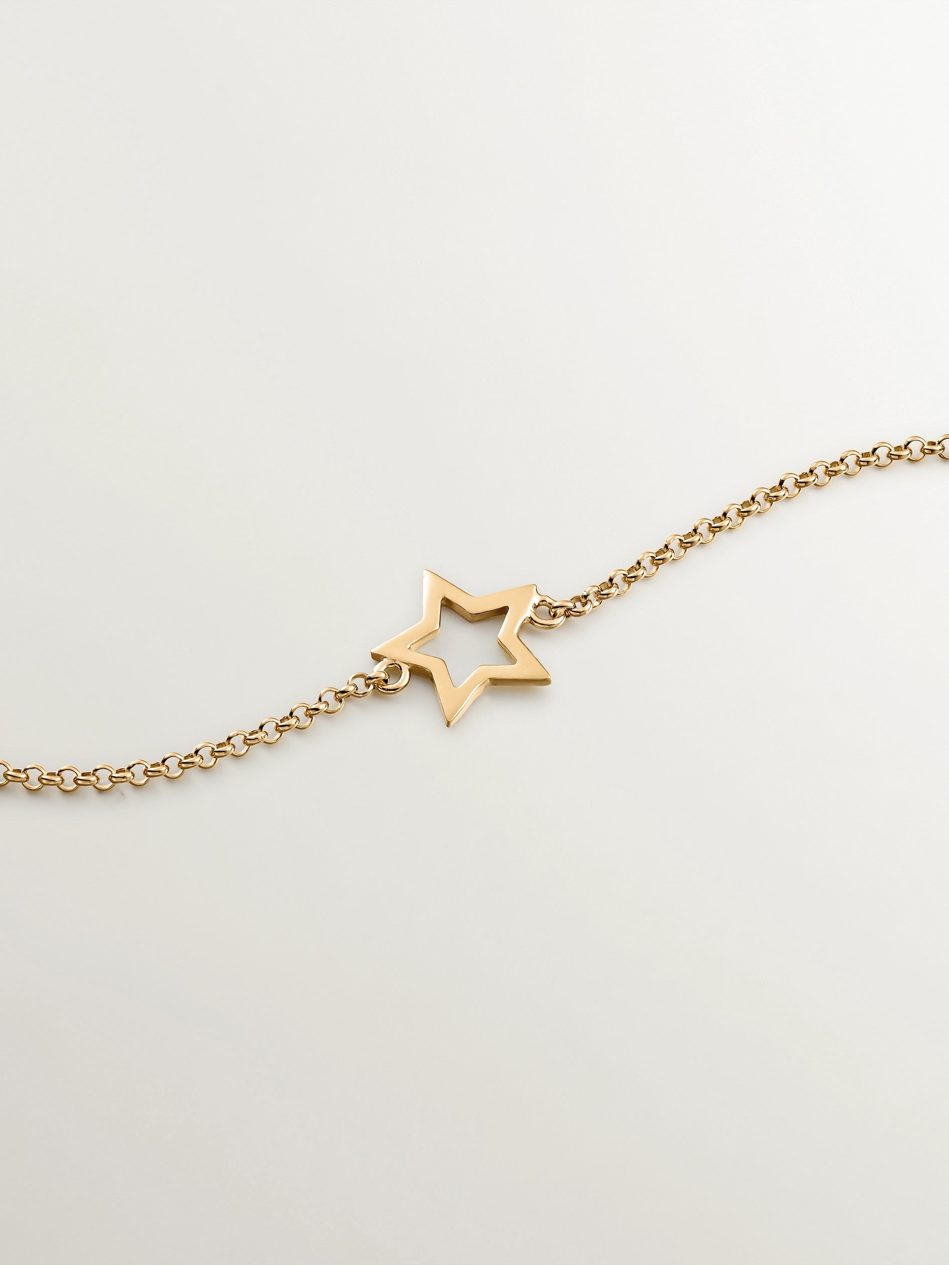 Pulsera de plata 925 bañada en oro amarillo de 18K con estrella