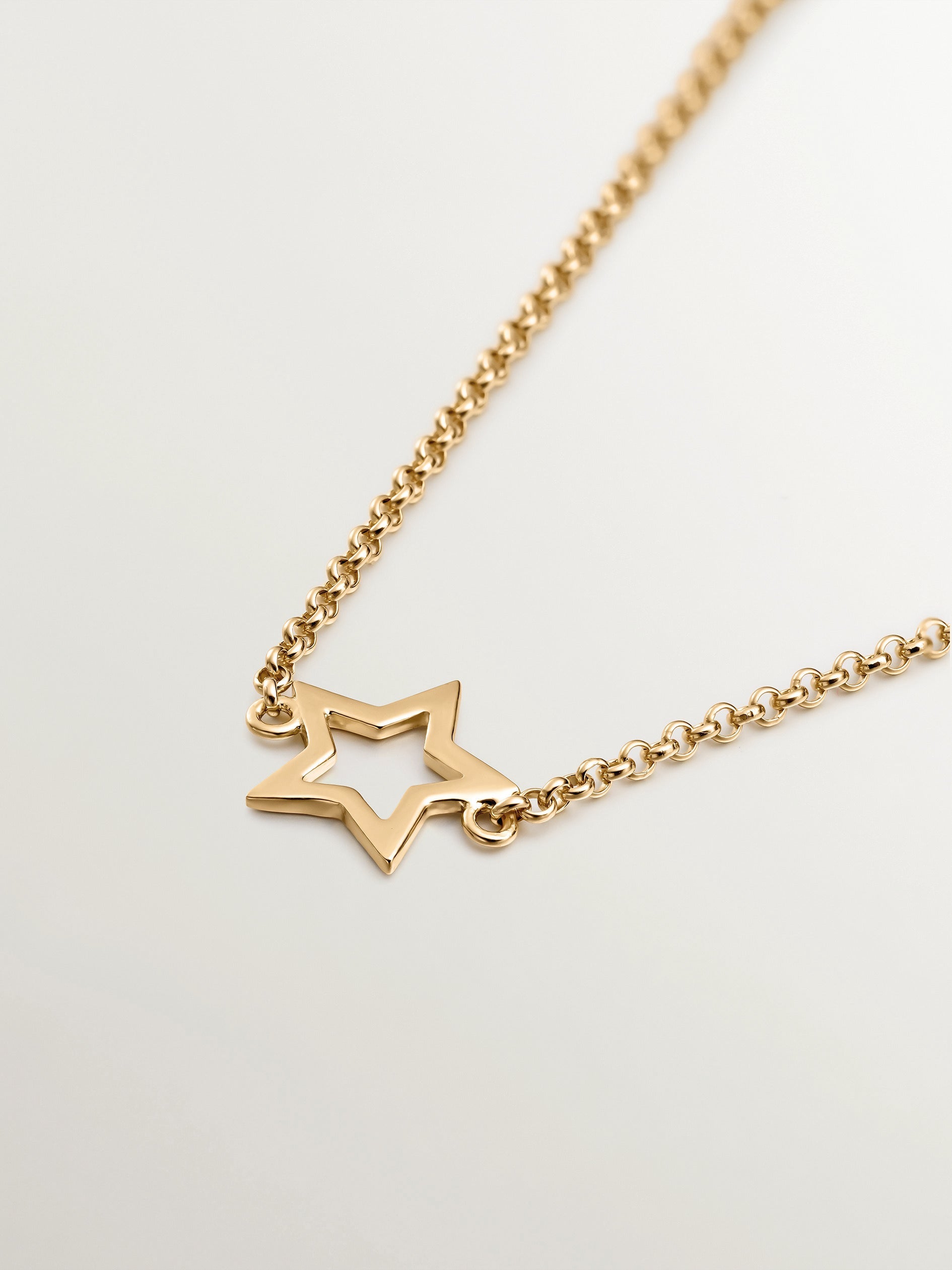 Pulsera de plata 925 bañada en oro amarillo de 18K con estrella