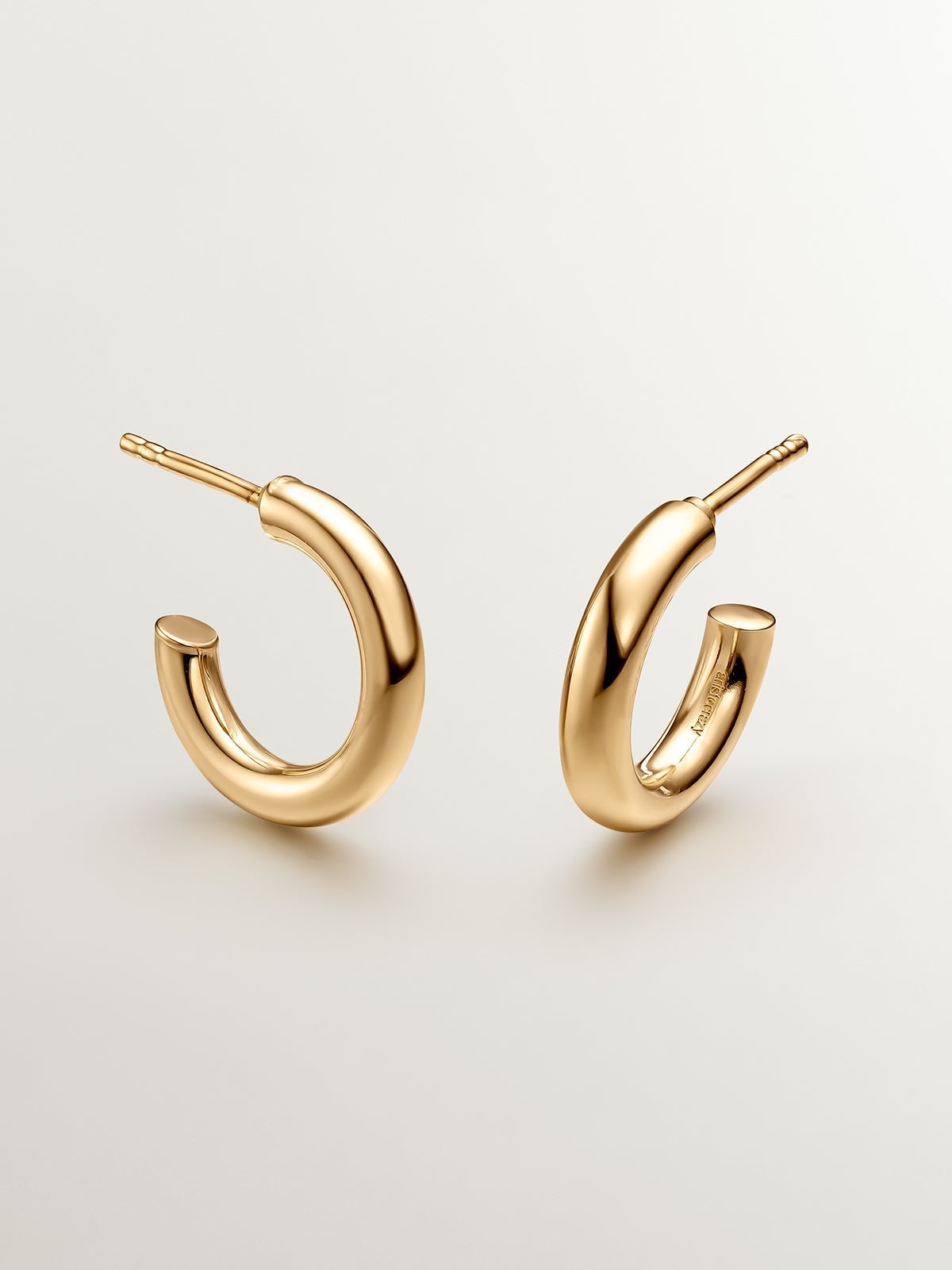 Pendientes de aro pequeños de plata 925 bañada en oro amarillo de 18K