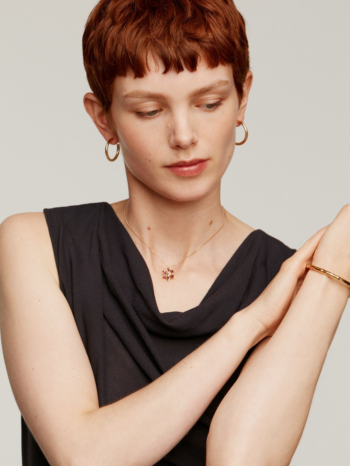 Pendientes de aro medianos de plata 925 bañada en oro amarillo de 18K