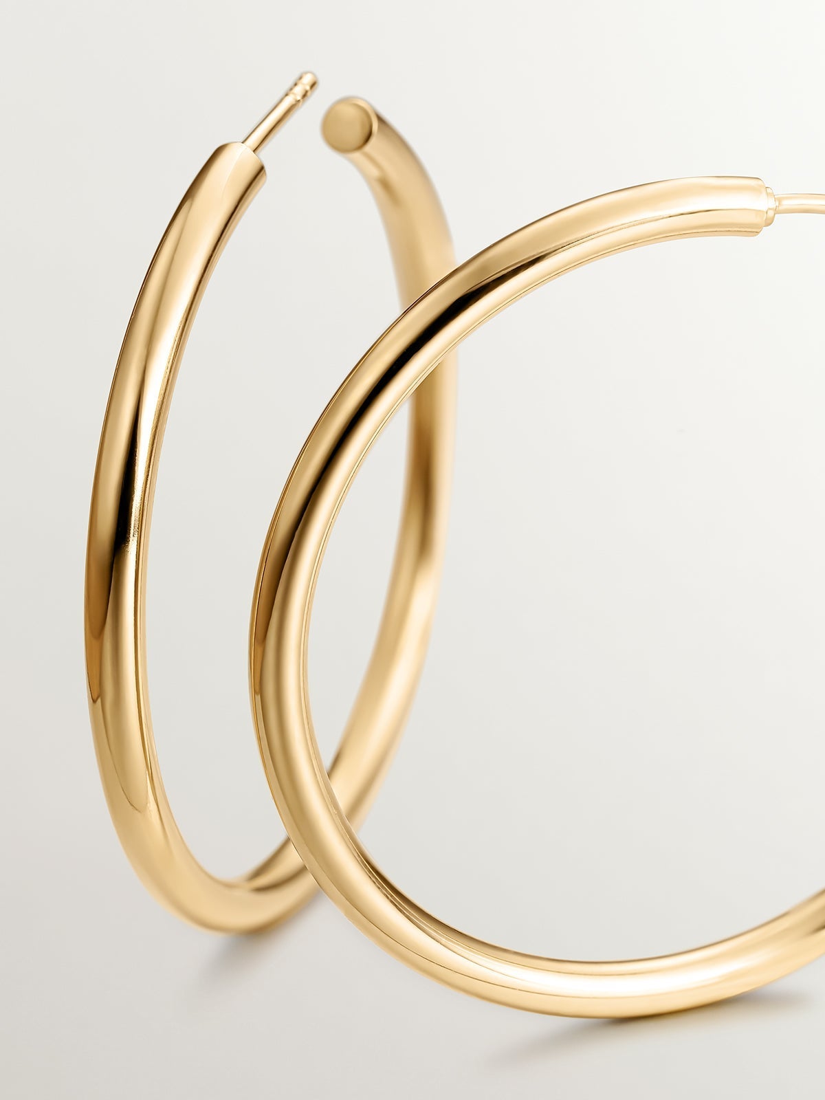 Pendientes de aro grandes de plata 925 bañada en oro amarillo de 18K