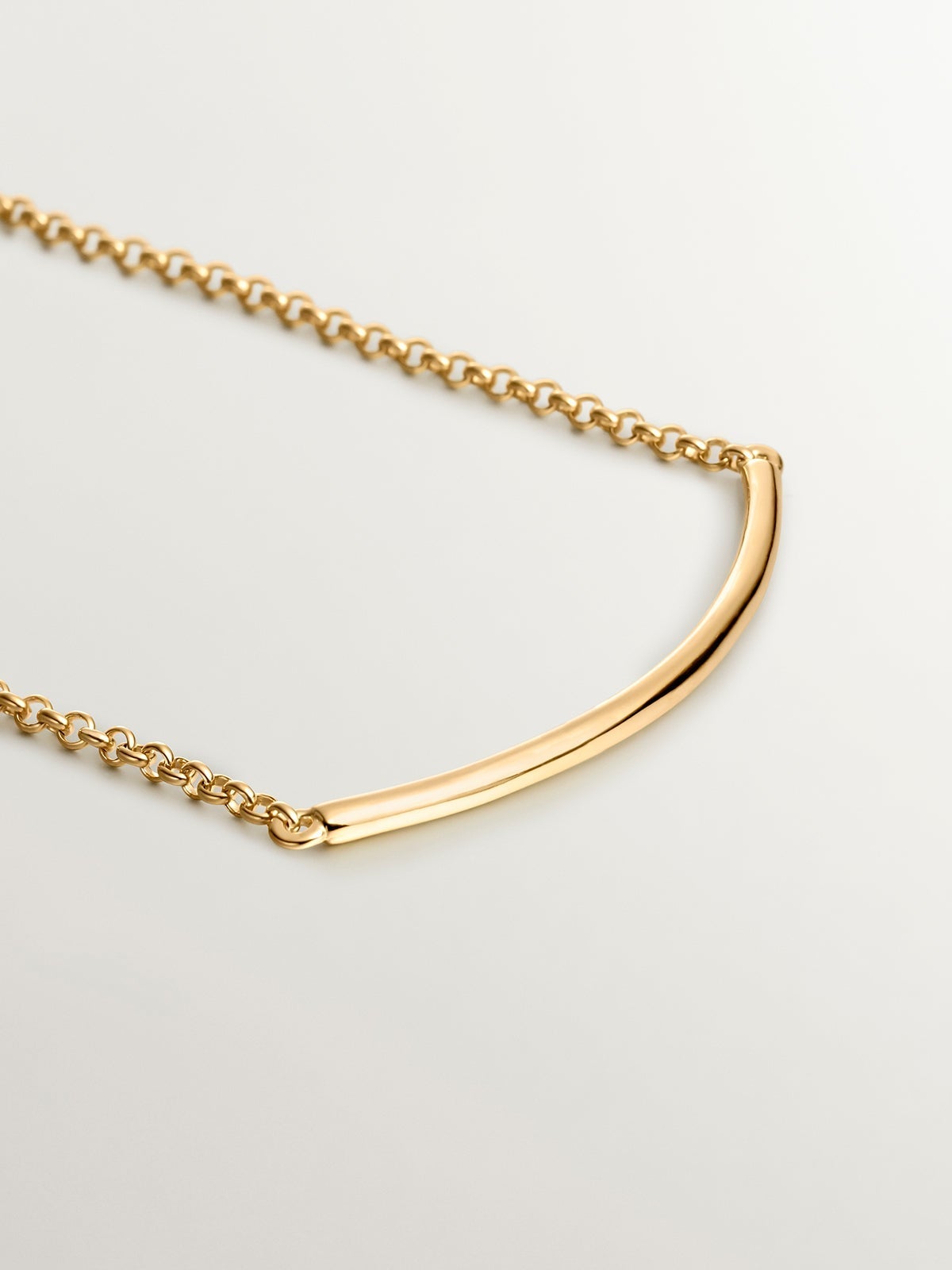 Pulsera de plata 925 bañada en oro amarillo de 18K con forma de tubo