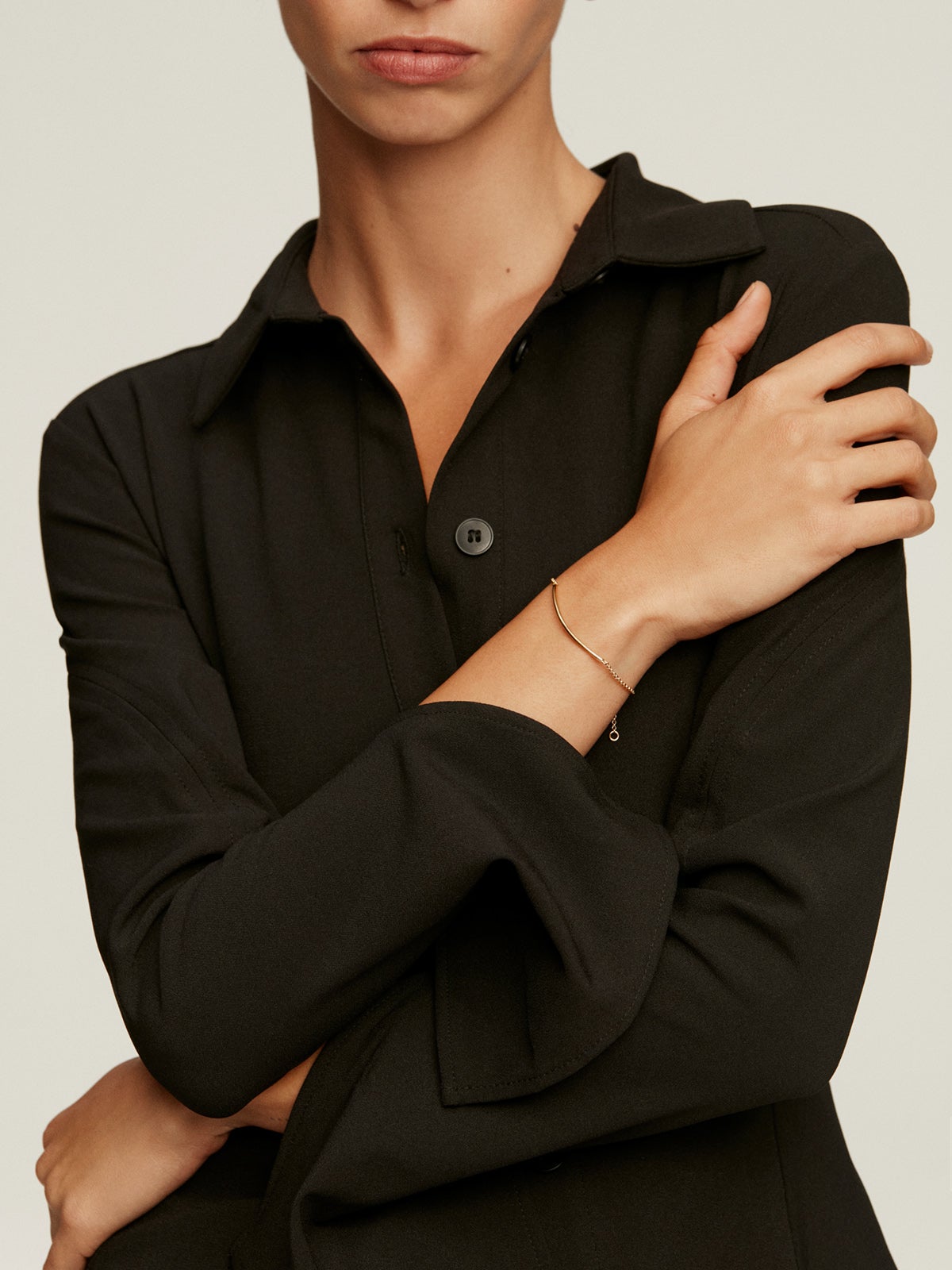 Pulsera de plata 925 bañada en oro amarillo de 18K con forma de tubo