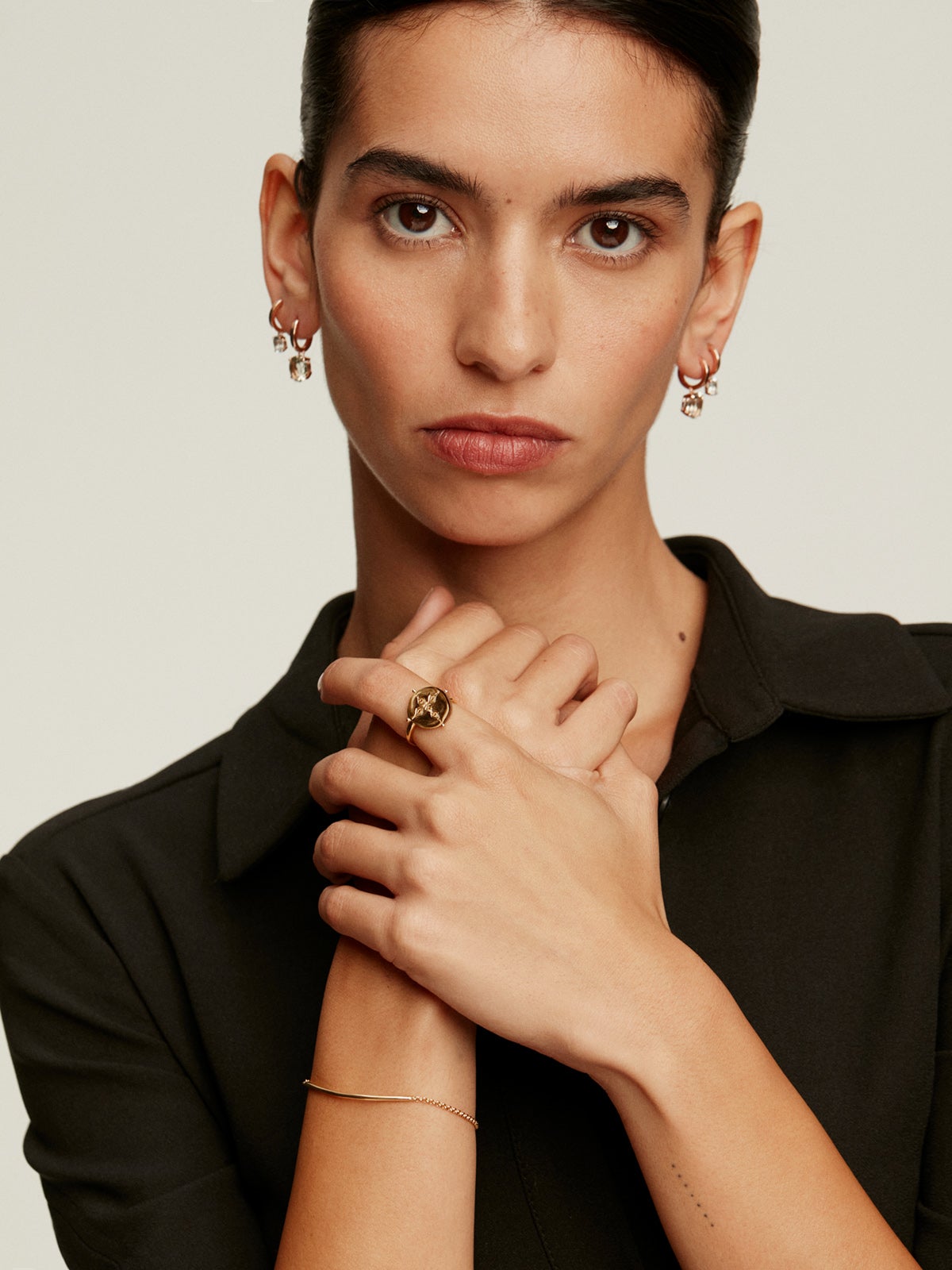 Pulsera de plata 925 bañada en oro amarillo de 18K con forma de tubo