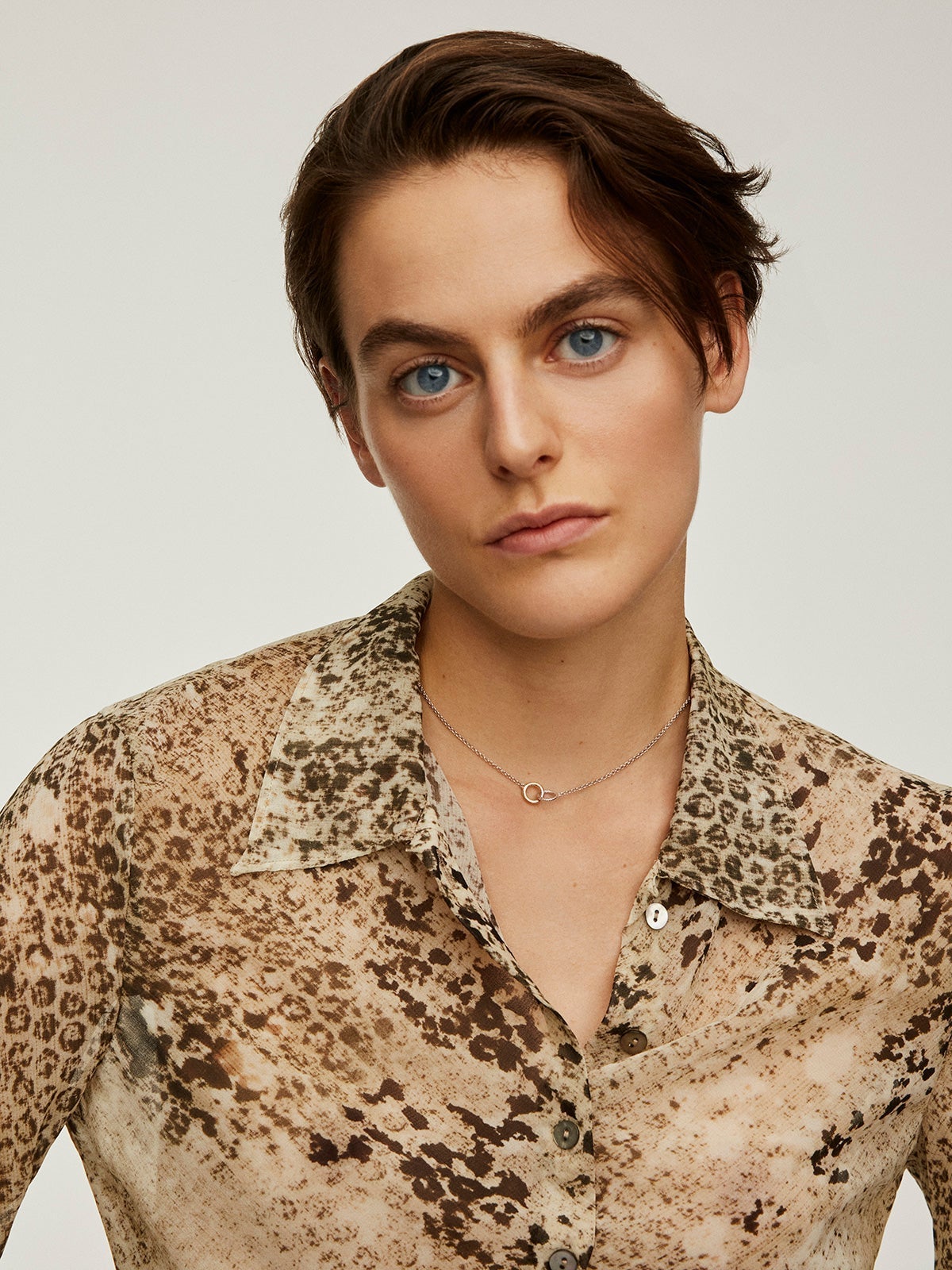 Colgante de plata 925 y plata 925 bañada en oro rosa de 18K con círculos entrelazados