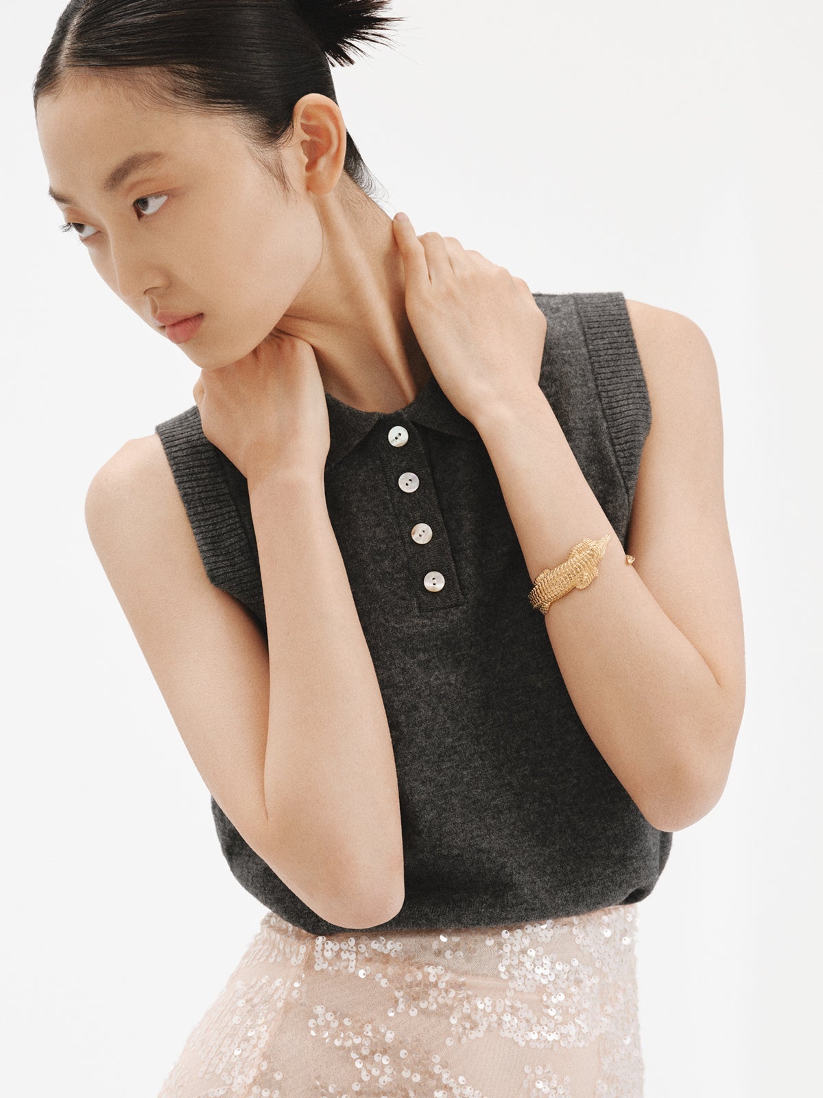 Brazalete de plata 925 bañada en oro amarillo de 18K con forma de cocodrilo