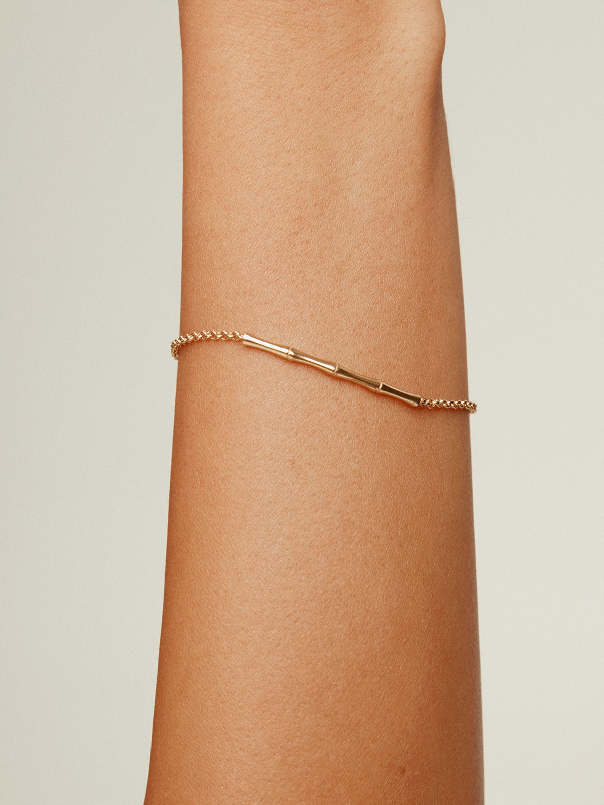Pulsera de plata 925 bañada en oro amarillo de 18K con caña de bambú