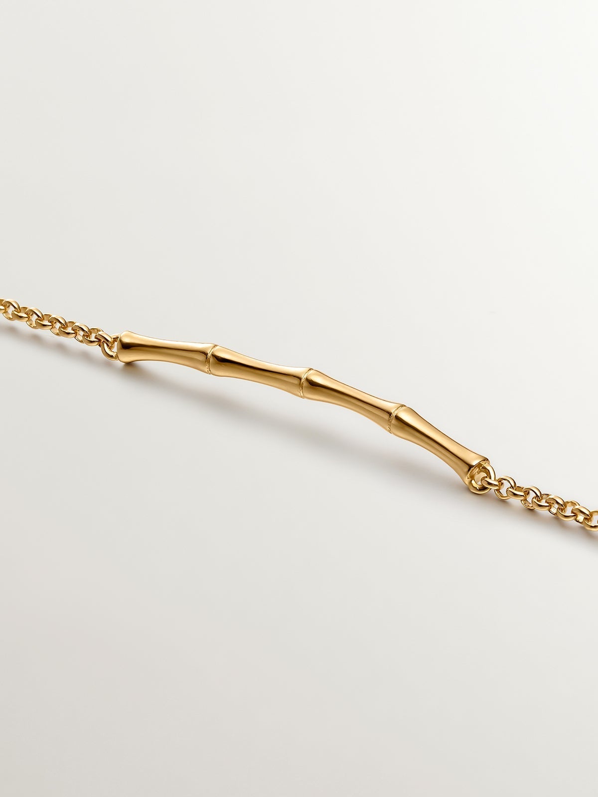 Pulsera de plata 925 bañada en oro amarillo de 18K con caña de bambú