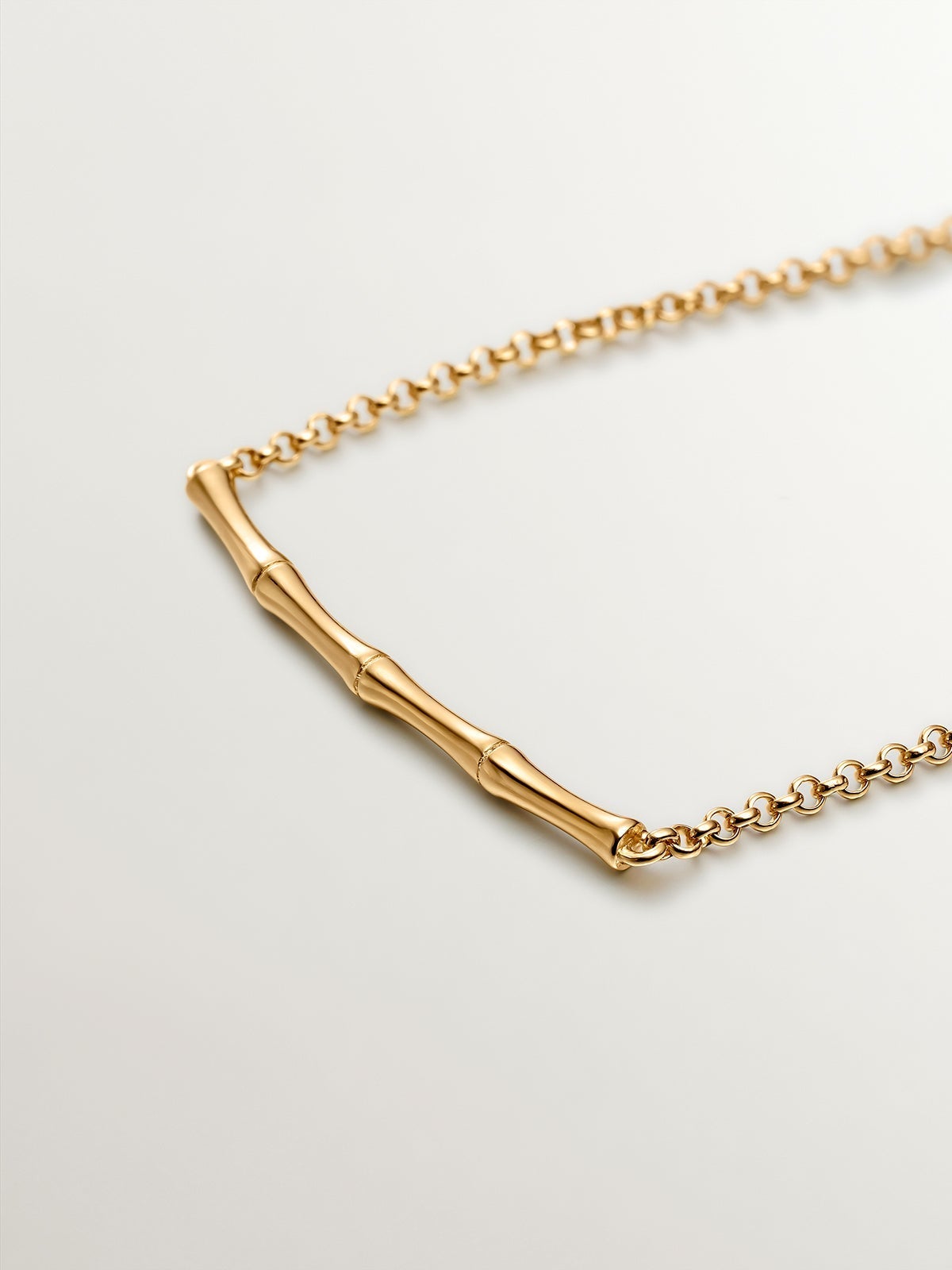 Pulsera de plata 925 bañada en oro amarillo de 18K con caña de bambú