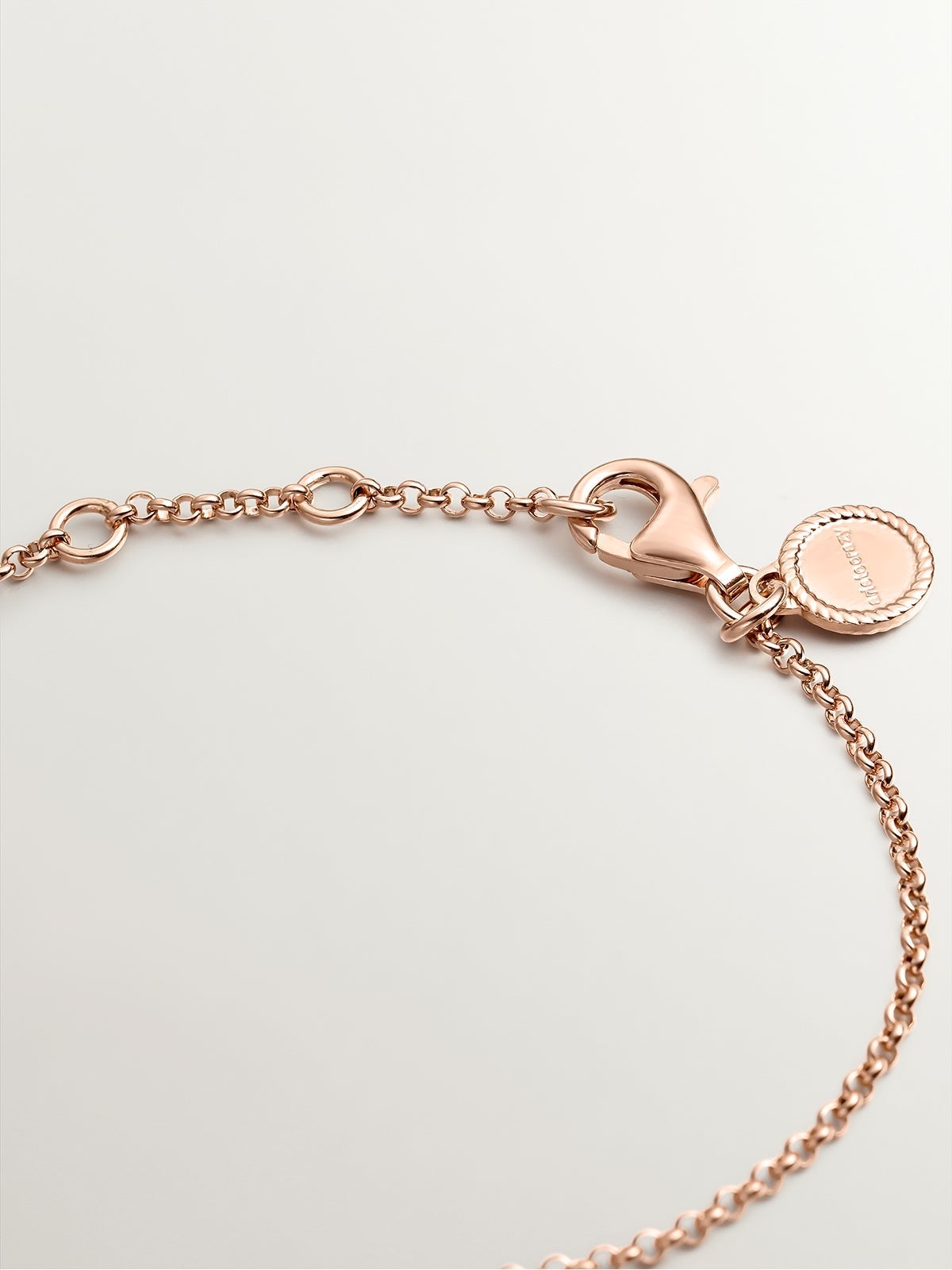 Pulsera plata 925 bañada en oro rosa de 18K y corazón de plata 925