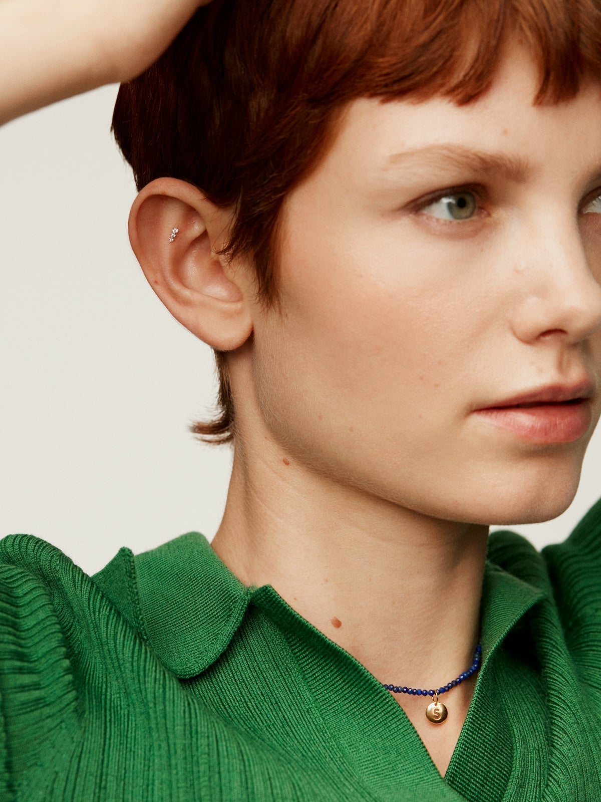 Piercing de oro blanco de 18K con diamantes