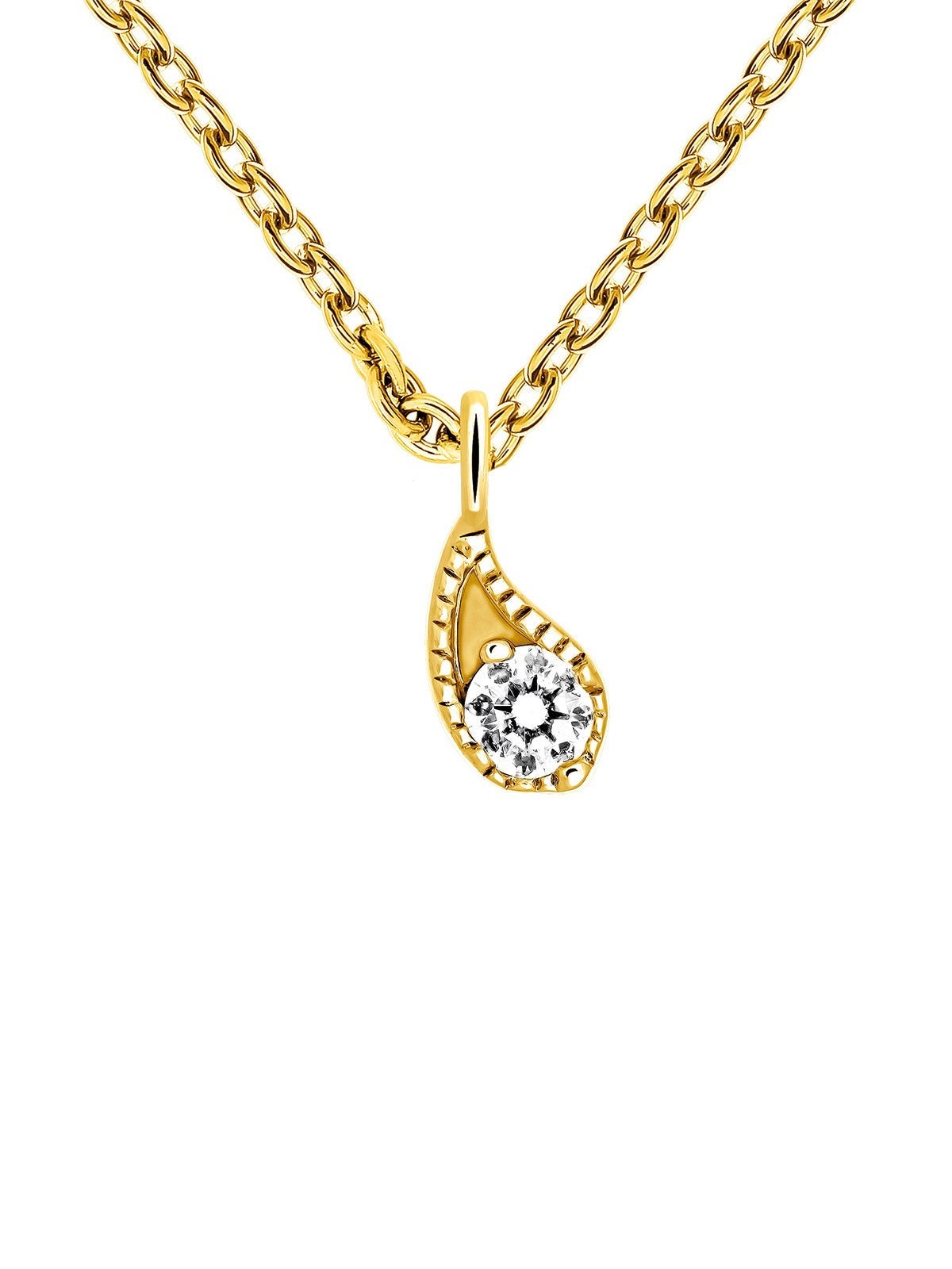 Colgante de oro amarillo de 9K con gota y diamantes blancos