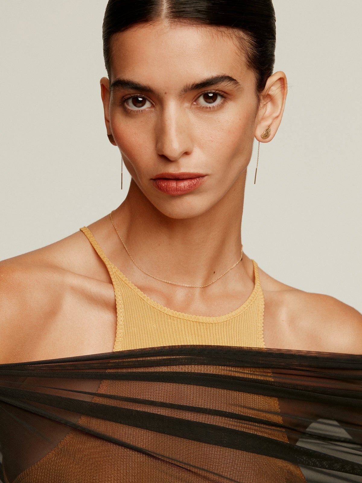 Cadena sencilla ajustable de plata 925 bañada en oro amarillo de 18 K