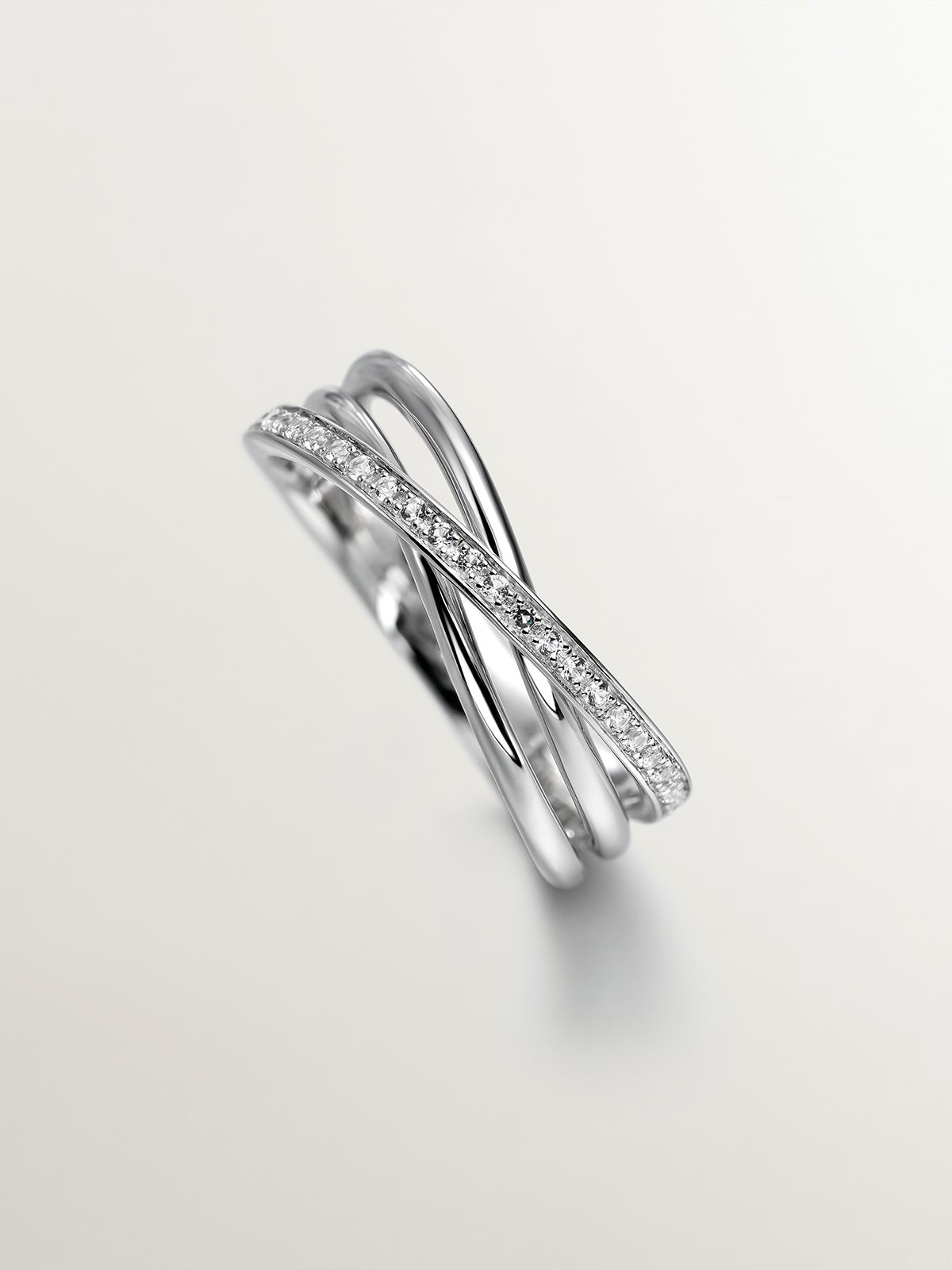 Anillo doble de plata 925 con topacios blancos