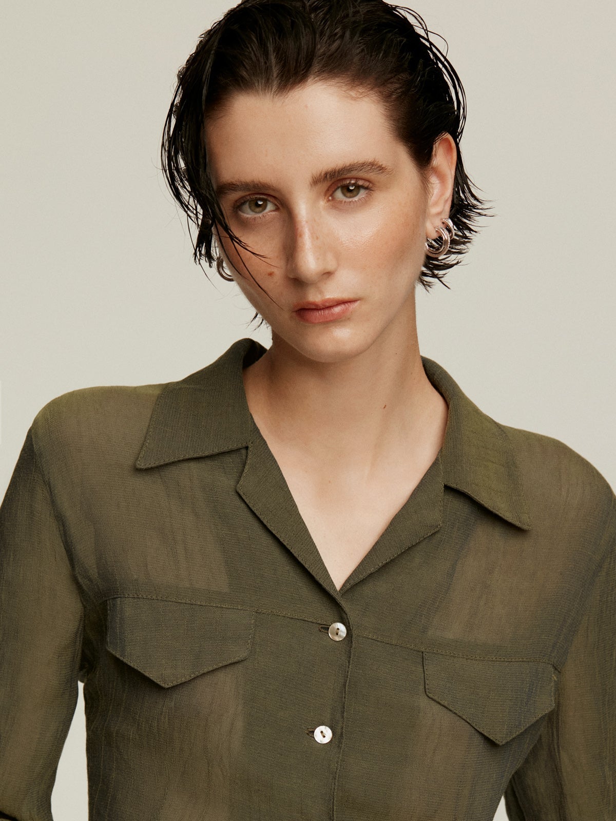 Pendientes de aro triple de plata 925 con topacios blancos