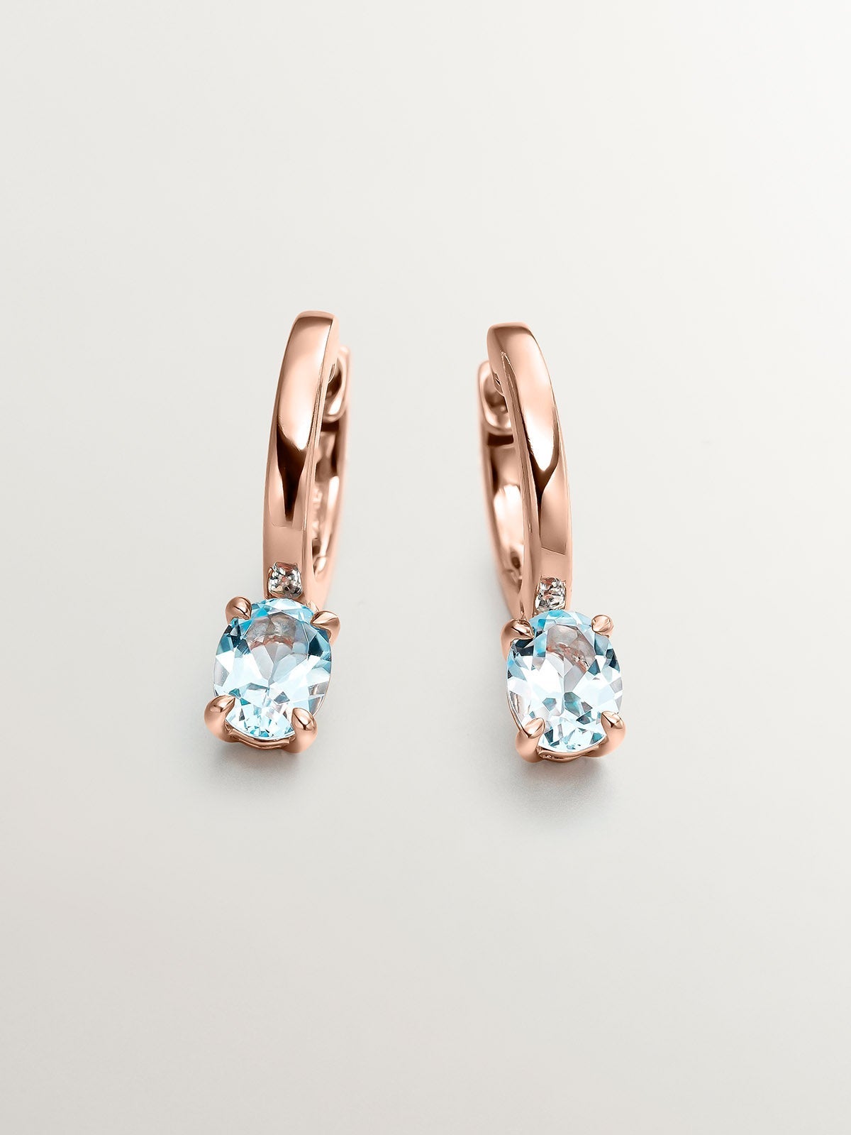 Boucles D’oreilles Argent 925 Plaqué Or Blanc – Avec Topazes Bleu Océan, Dormeuses, Neuves