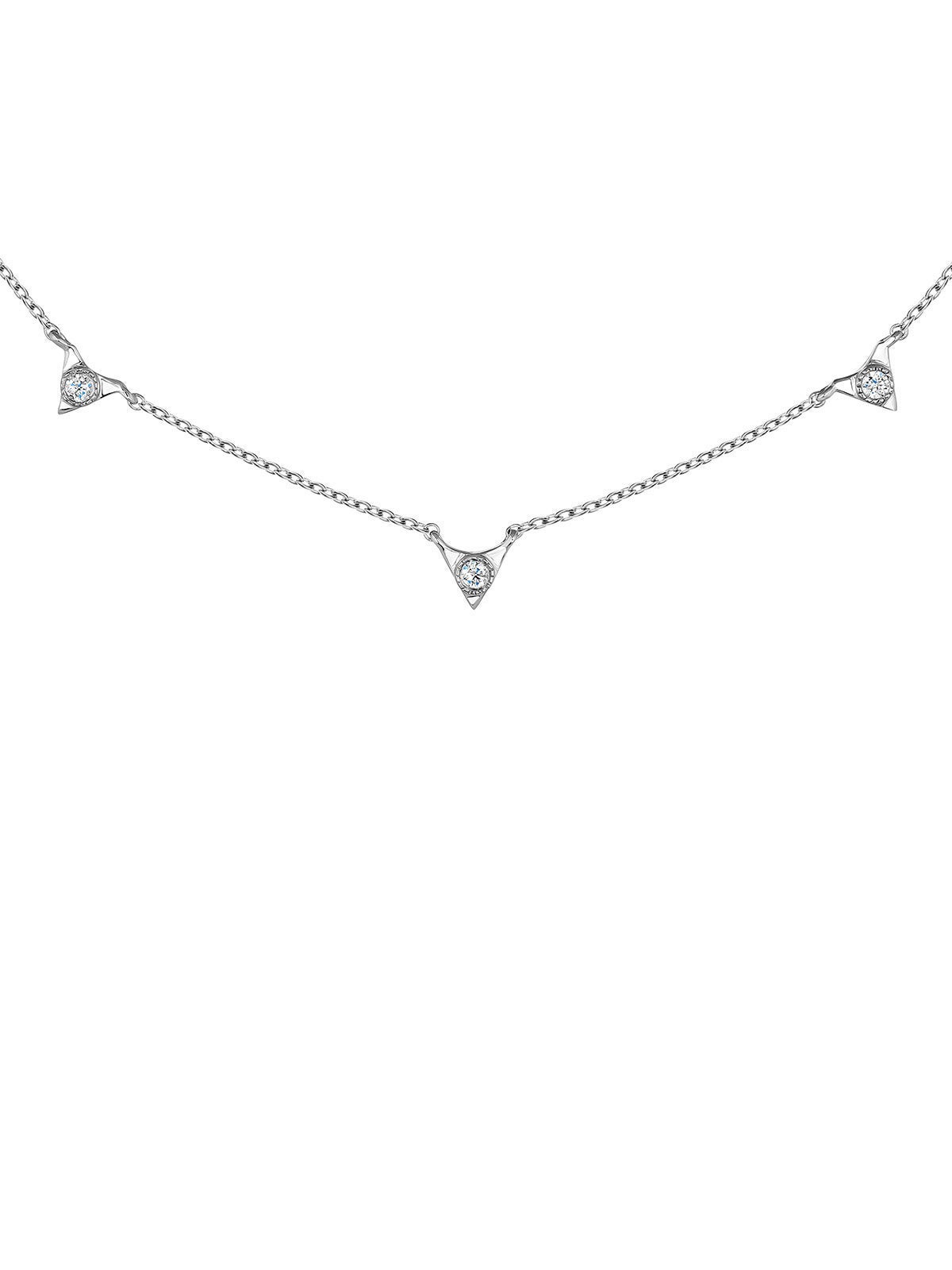 Collar de oro blanco de 9K con diamantes