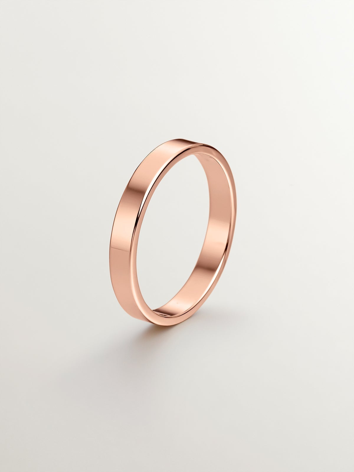 Alianza de oro rosa de 18k plana de 3mm