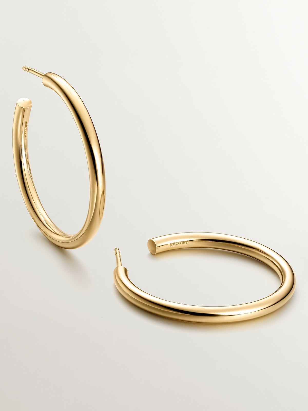 Pendientes de aro grandes de plata 925 bañada en oro amarillo de 18K