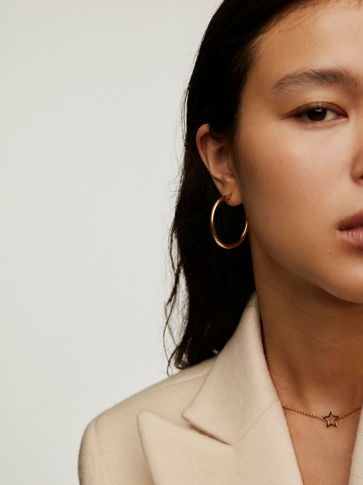 Pendientes de aro grandes de plata 925 bañada en oro amarillo de 18K