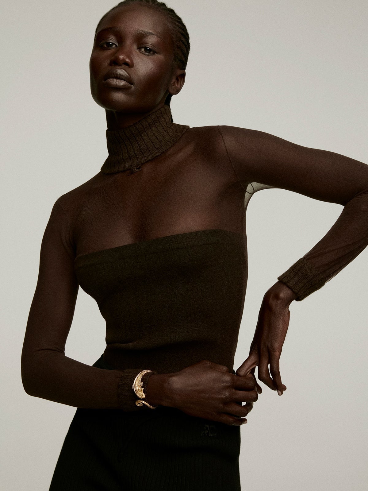 Pulsera rígida de plata 925 bañada en oro amarillo de 18K con forma de camaleón