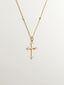 Colgante de plata 925 bañada en oro amarillo de 18K con cruz y topacios blancos