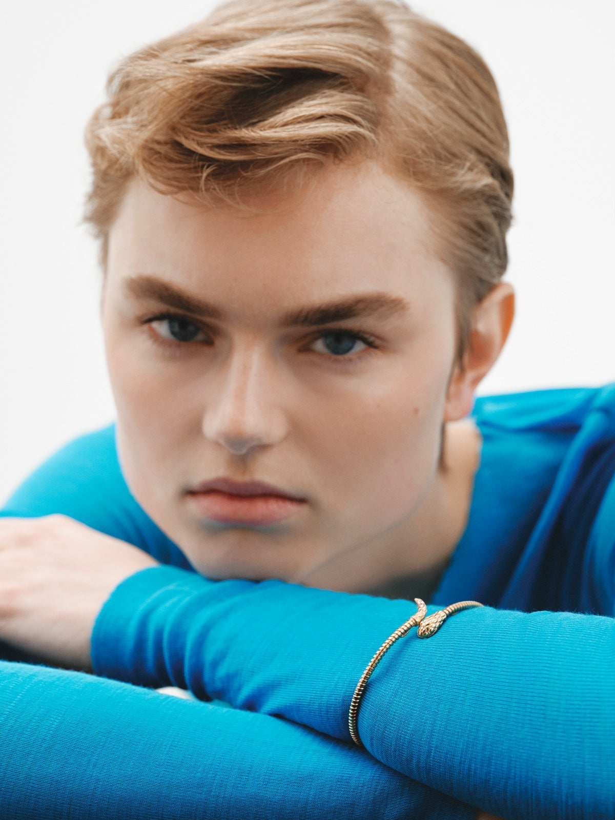 Brazalete de plata 925 bañada en oro amarillo de 18K con forma de serpiente