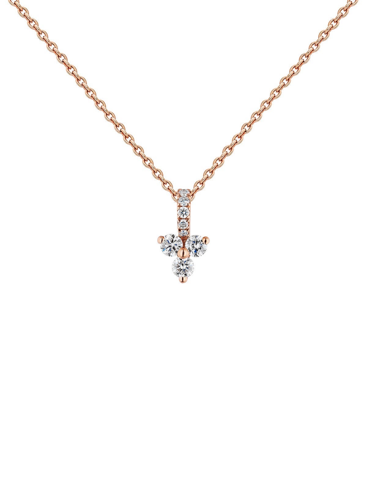 Colgante de oro rosa de 18K con cruz de diamantes 0,09 cts