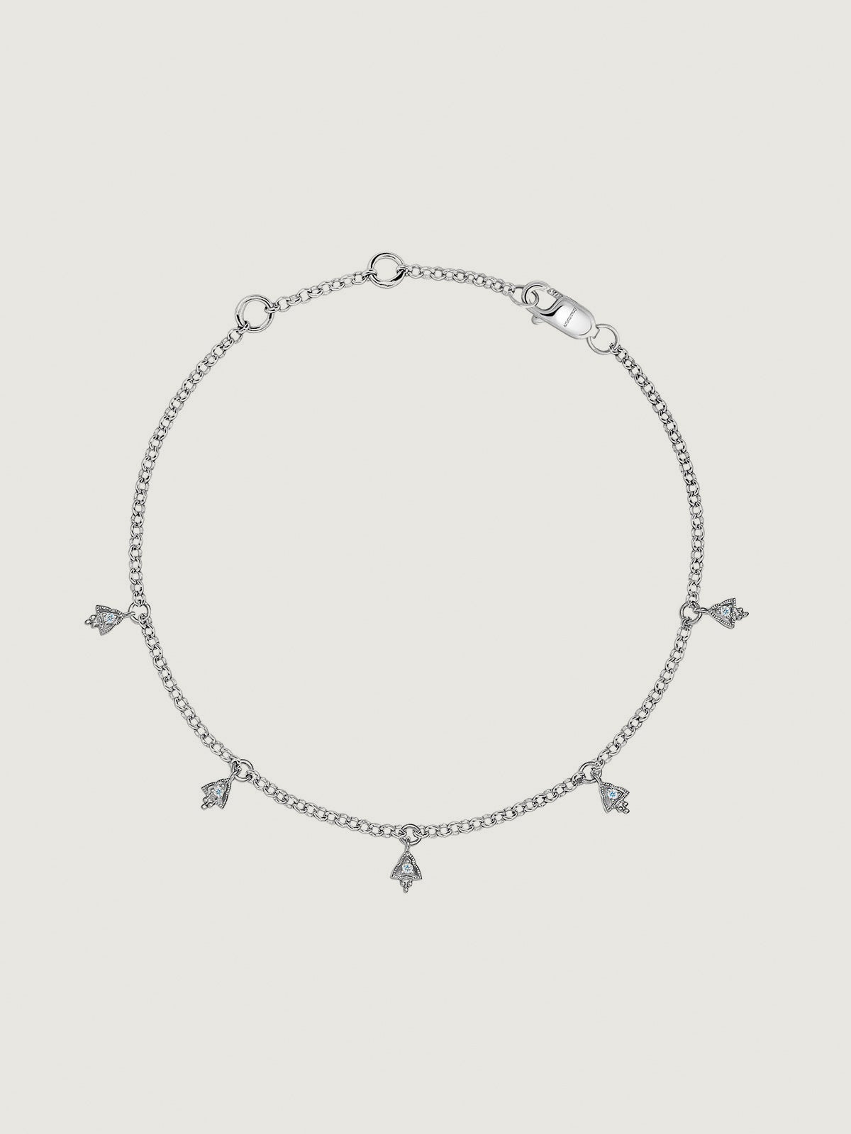 Pulsera de oro blanco de 9K con diamantes 0,025 cts