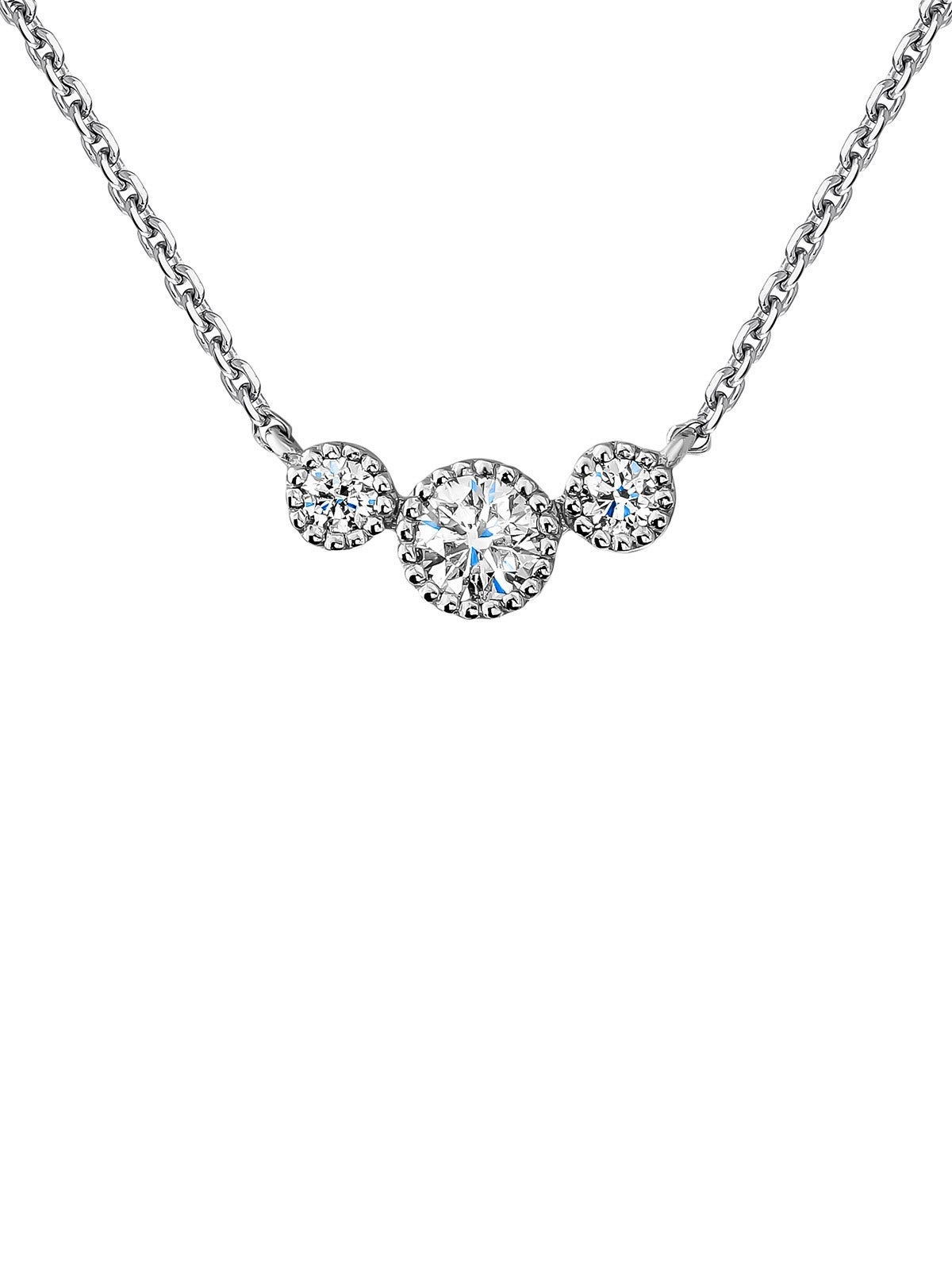 Colgante de oro blanco de 9K con triple diamante 0,097 cts