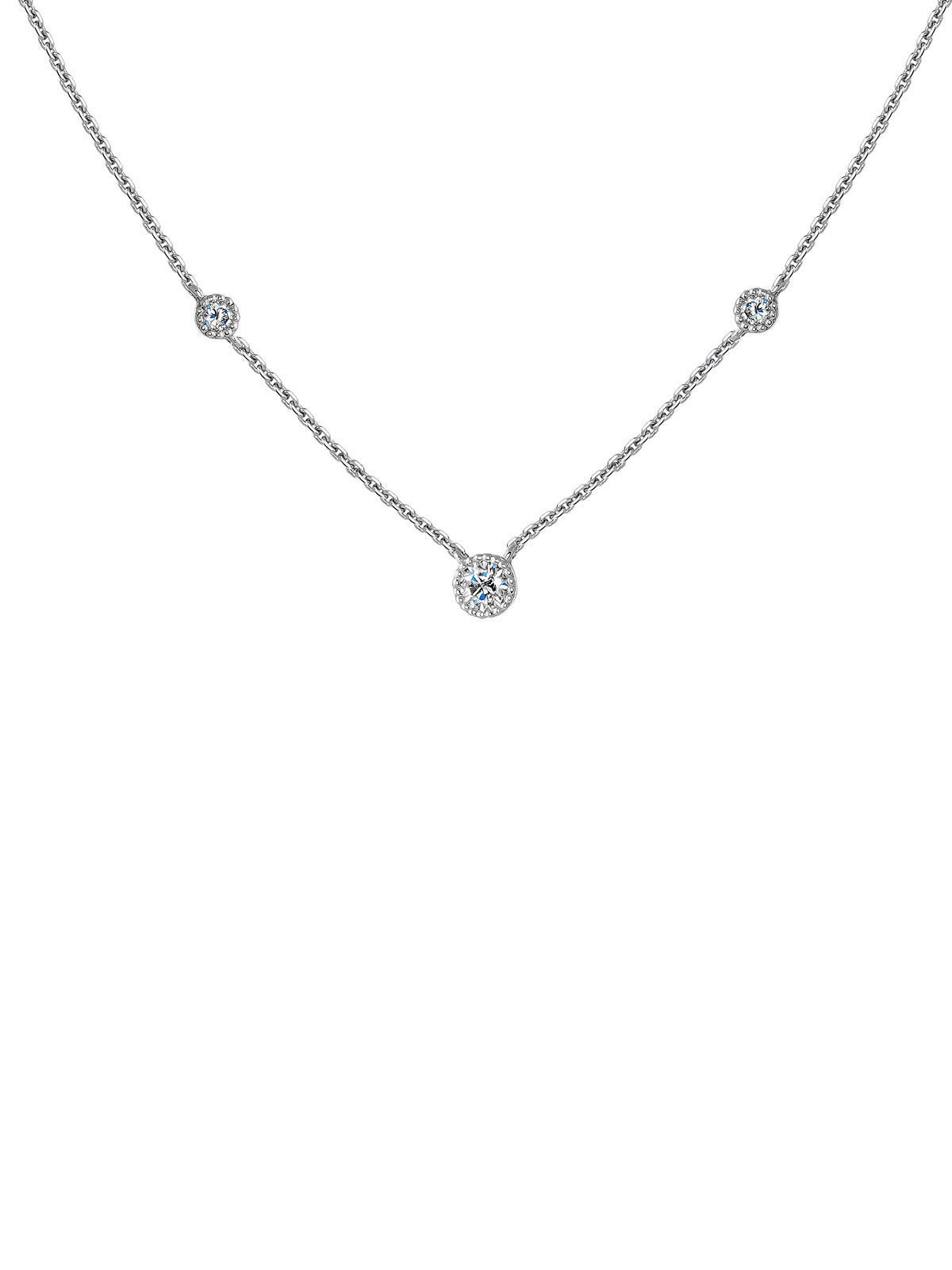 Collar de oro blanco de 9K con diamantes blancos