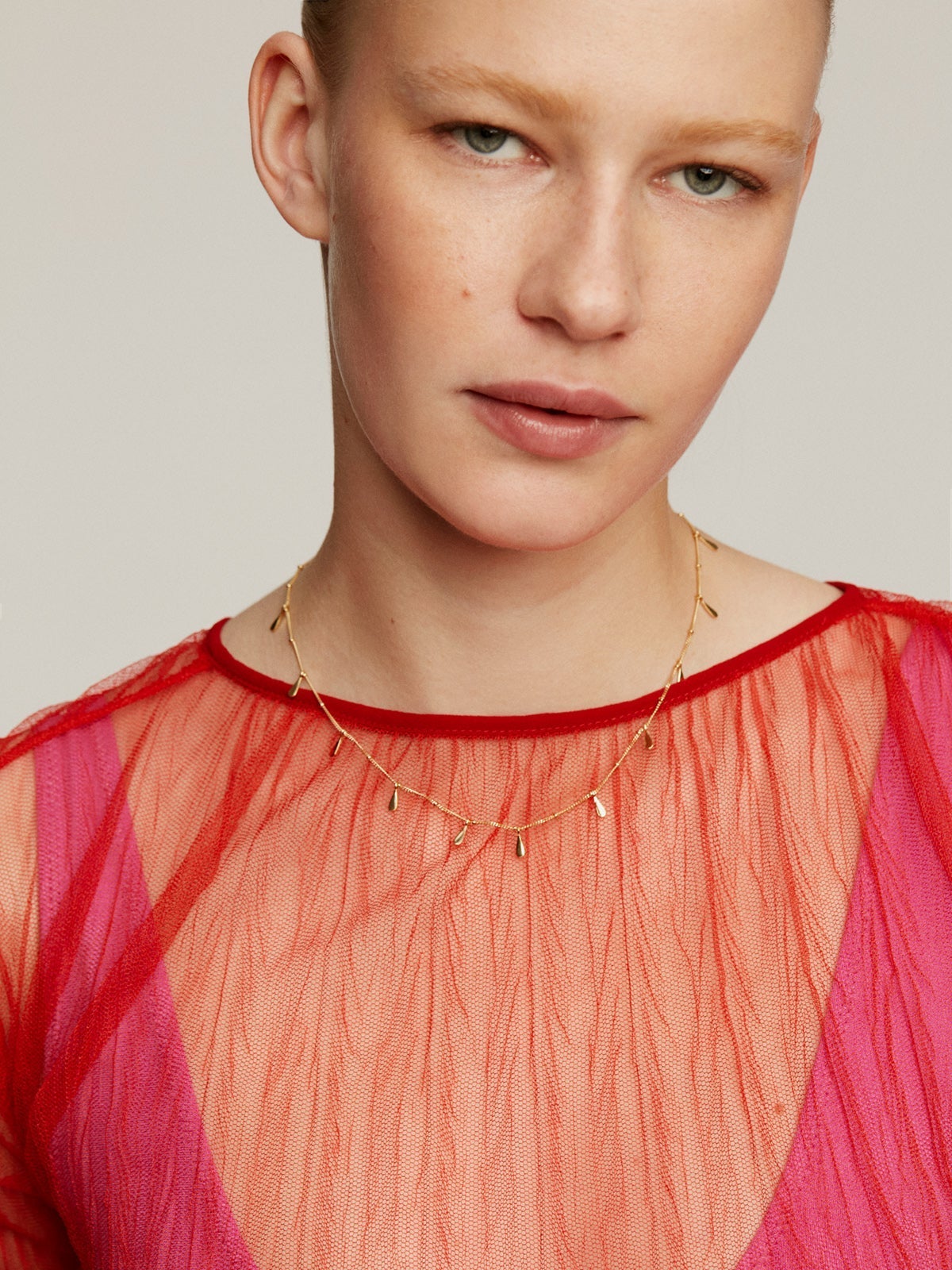 Collar de plata 925 bañada en oro amarillo de 18K con lágrimas