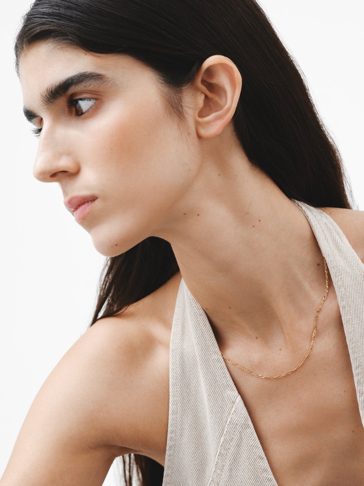 Cadena de plata 925 bañada en oro amarillo de 18K con eslabones fígaro