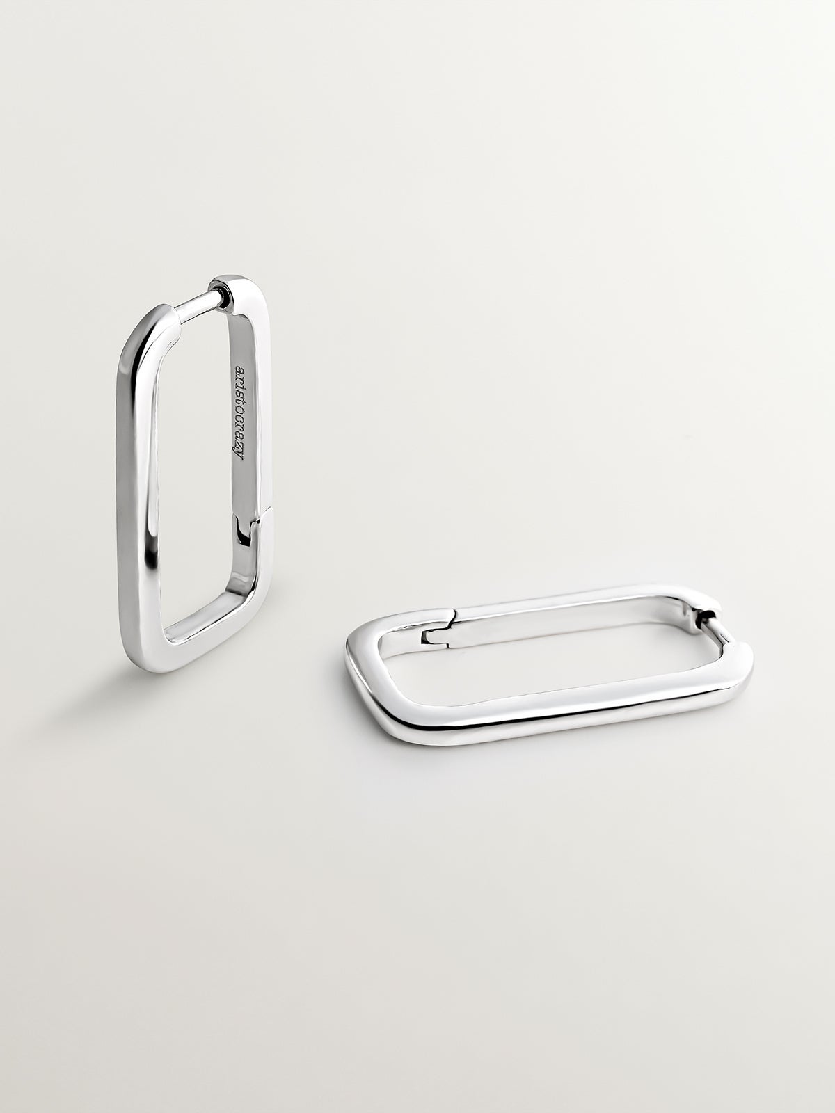Pendientes rectangulares de plata 925