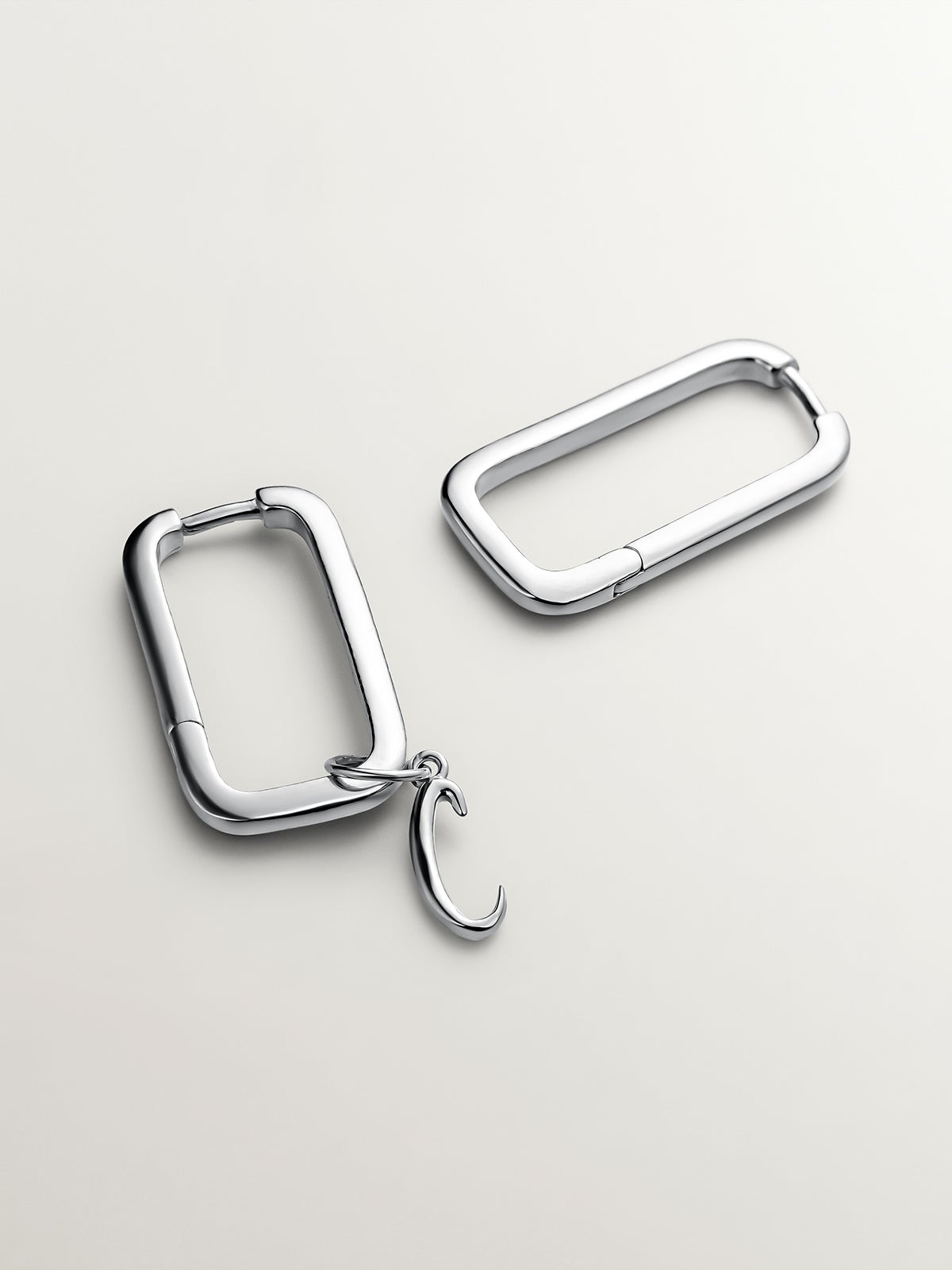 Pendientes rectangulares de plata 925