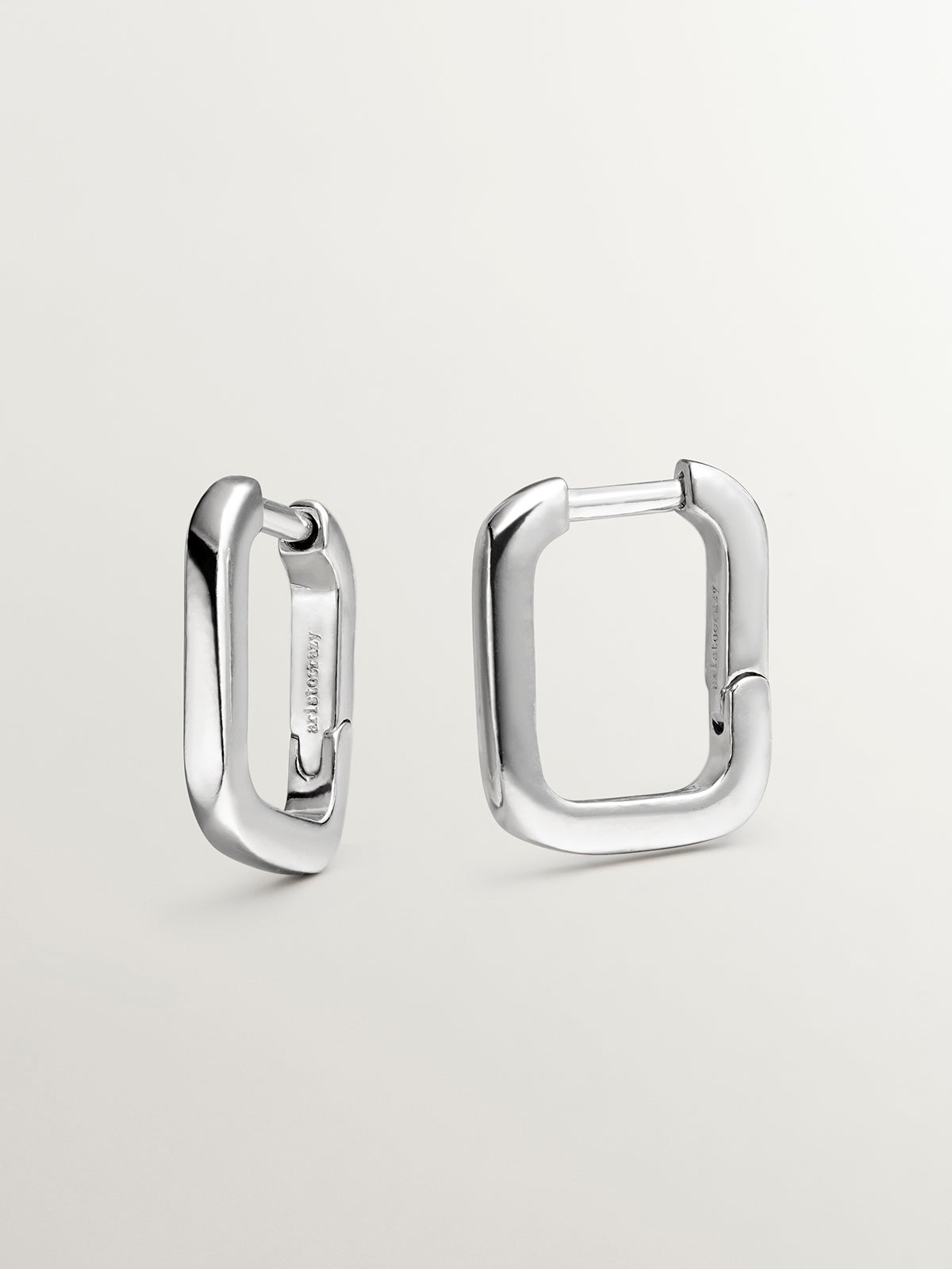Pendientes de aro cuadrados de plata 925