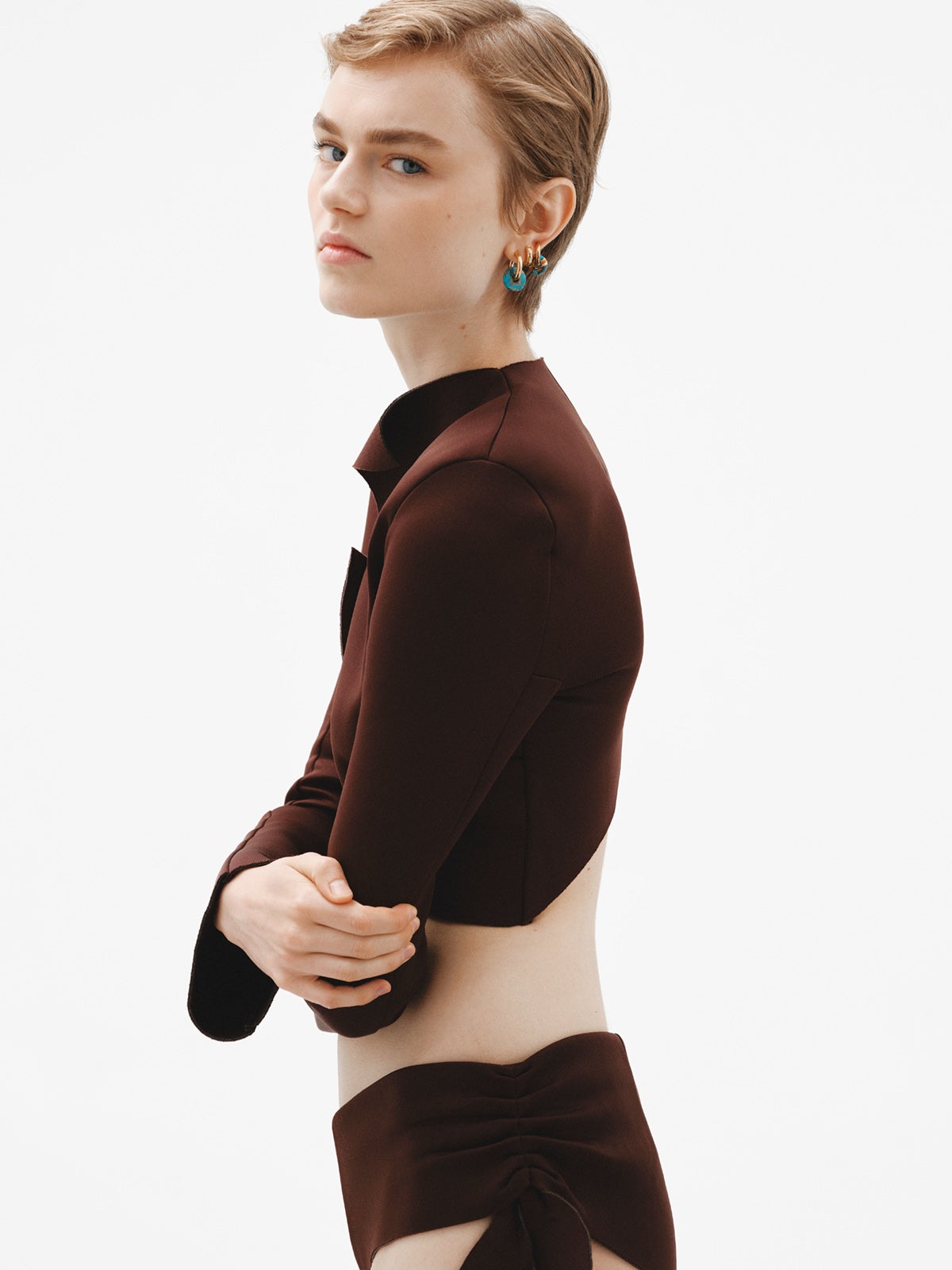 Pendientes de aro de plata 925 bañada en oro amarillo de 18K con turquesa